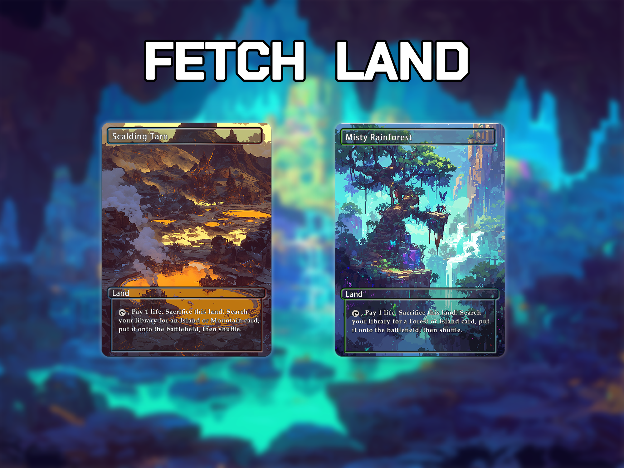 Fetch land pack pixel style lands set of 10 unique borderless custom proxy lands High quality lands for EDH or cEDH