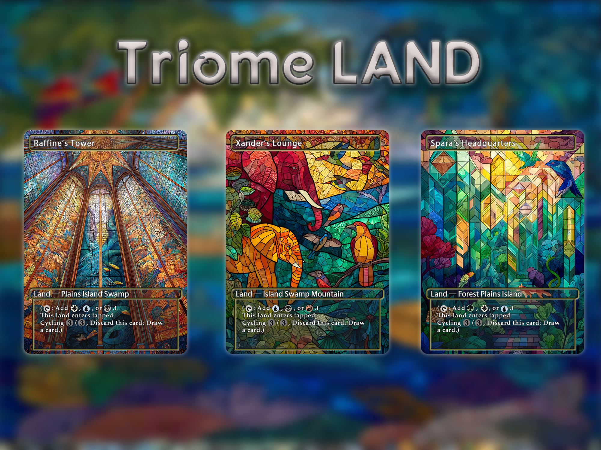 Triome land pack (10+ cards) animal styles set of 10+ unique borderless custom proxy lands High quality lands for EDH or cEDH