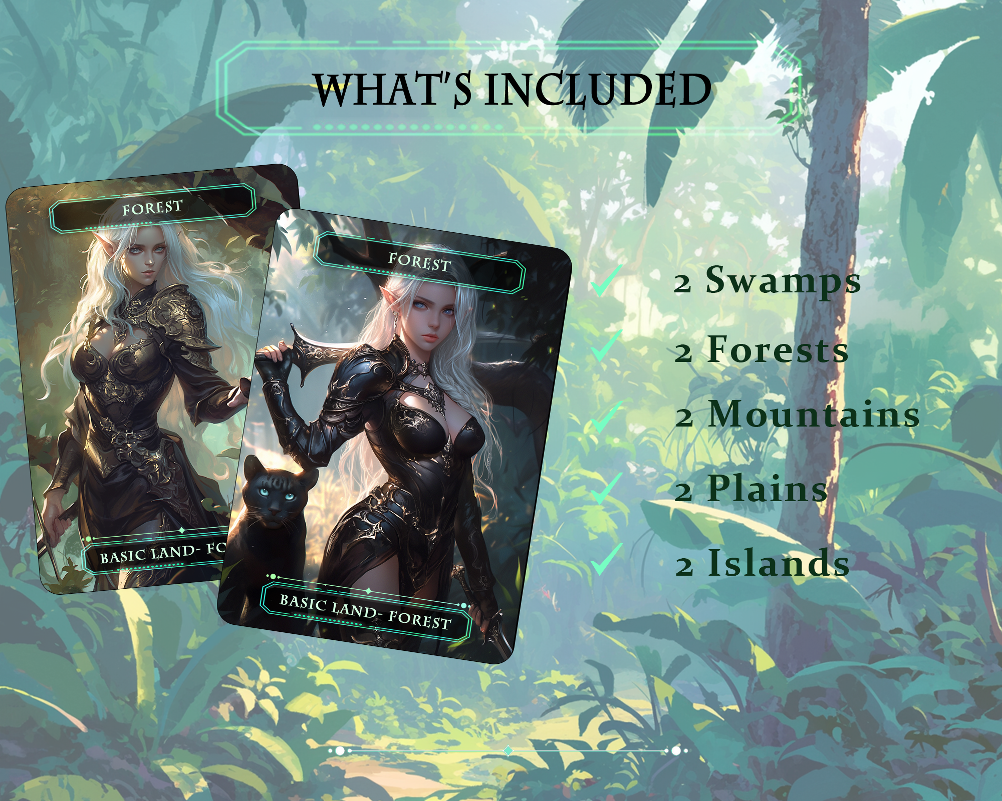 Anime Waifu Basic Lands - Magic - themed Trading Cards