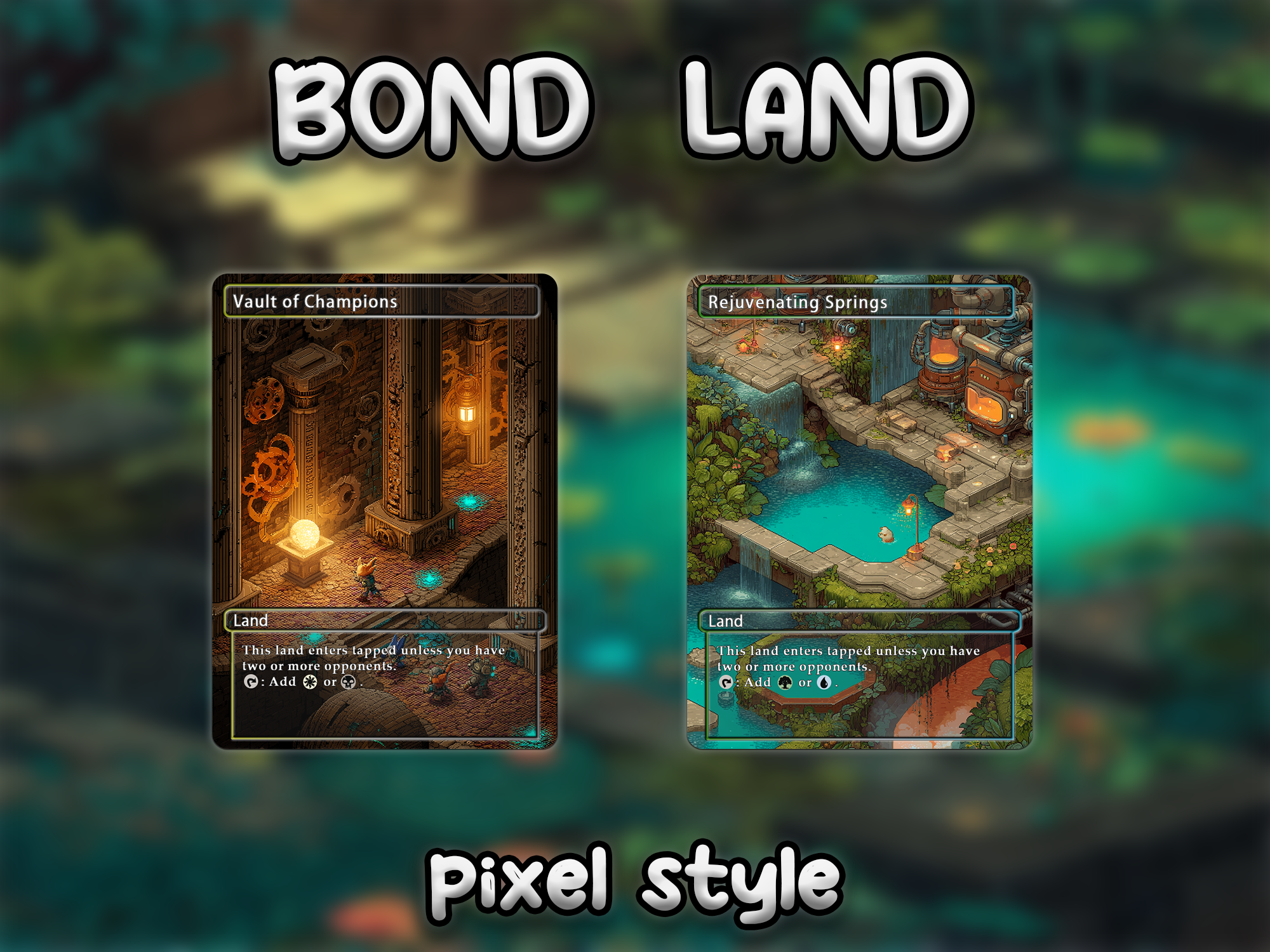 Bond land pack pixel style lands set of 10 unique borderless custom proxy lands High quality lands for EDH or cEDH