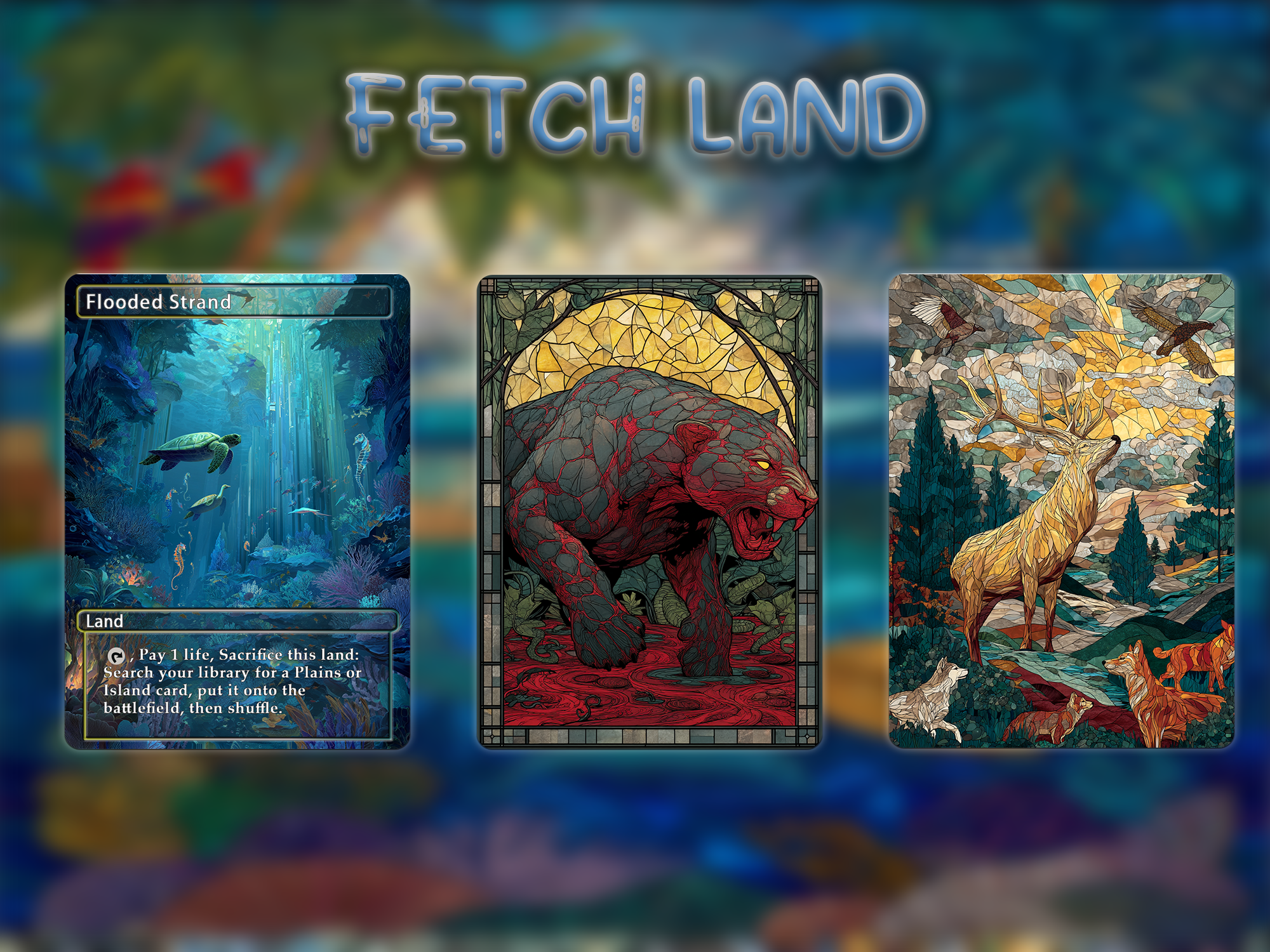 Fetch land pack (10+ cards) pixel style set of 10+ unique borderless custom proxy lands High quality lands for EDH or cEDH