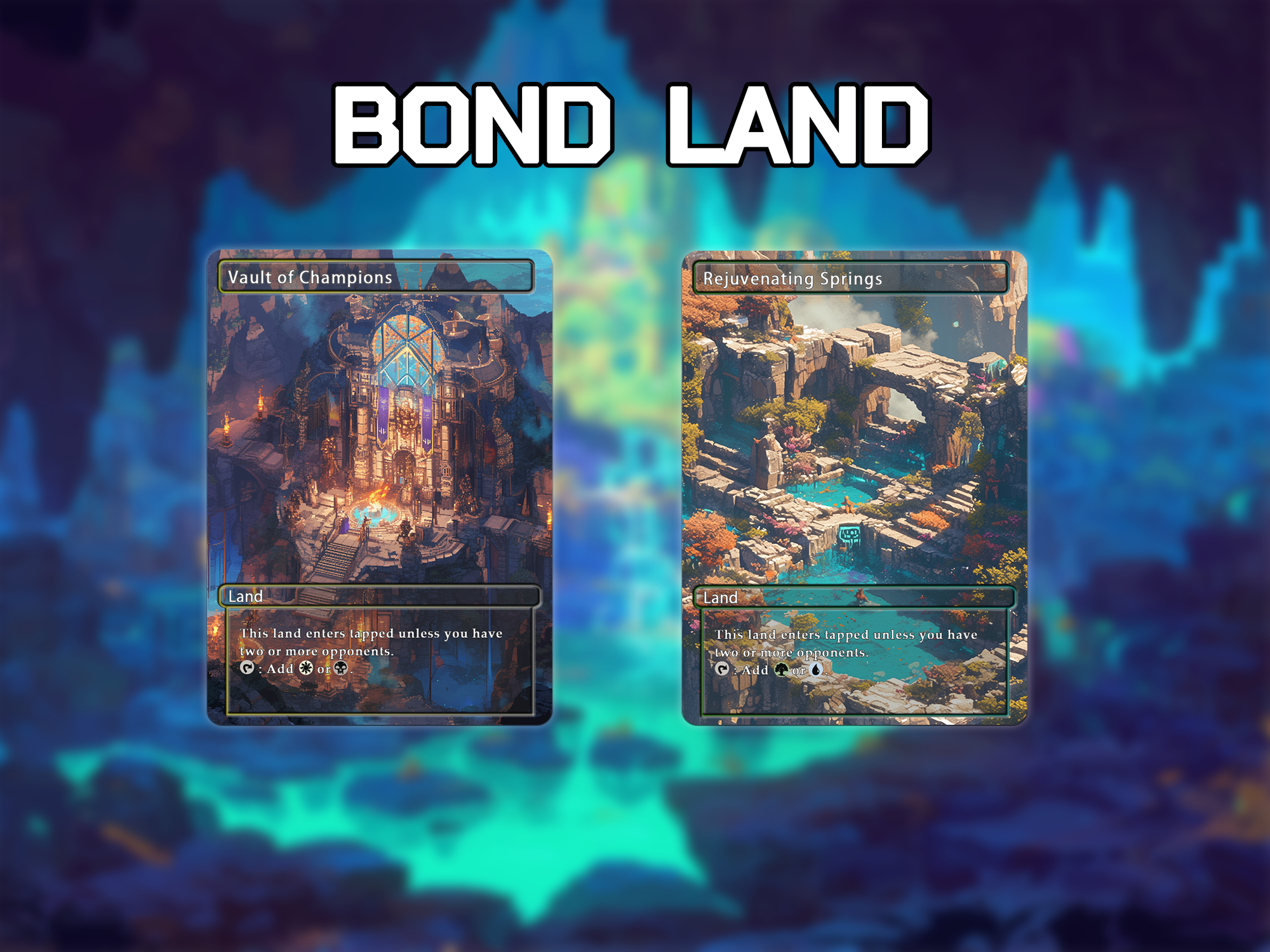 Bond land pack watercolor style lands set of 10 unique borderless custom proxy lands High quality lands for EDH or cEDH