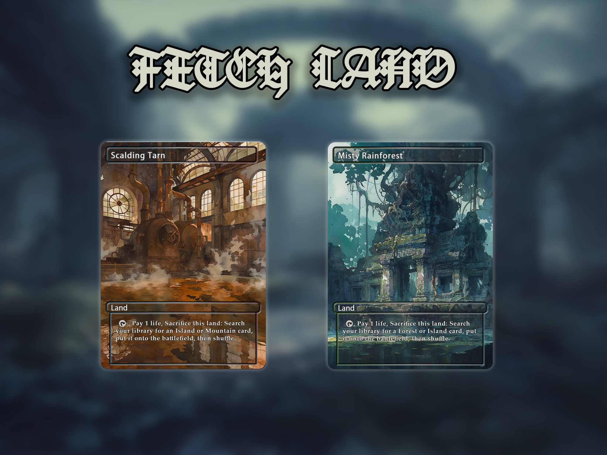 Fetch land pack (10+ cards) Anime watercolour lands set of 10+ unique borderless custom proxy lands High quality lands for EDH or cEDH