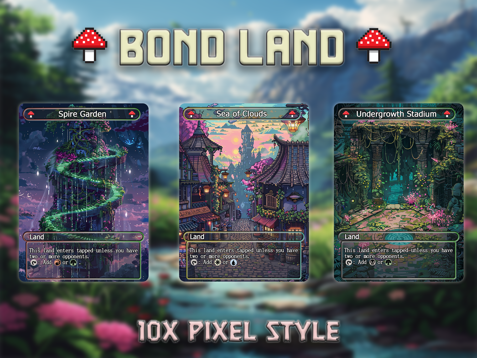 Bond land pack pixel style lands set of 10 unique borderless custom proxy lands High quality lands for EDH or cEDH