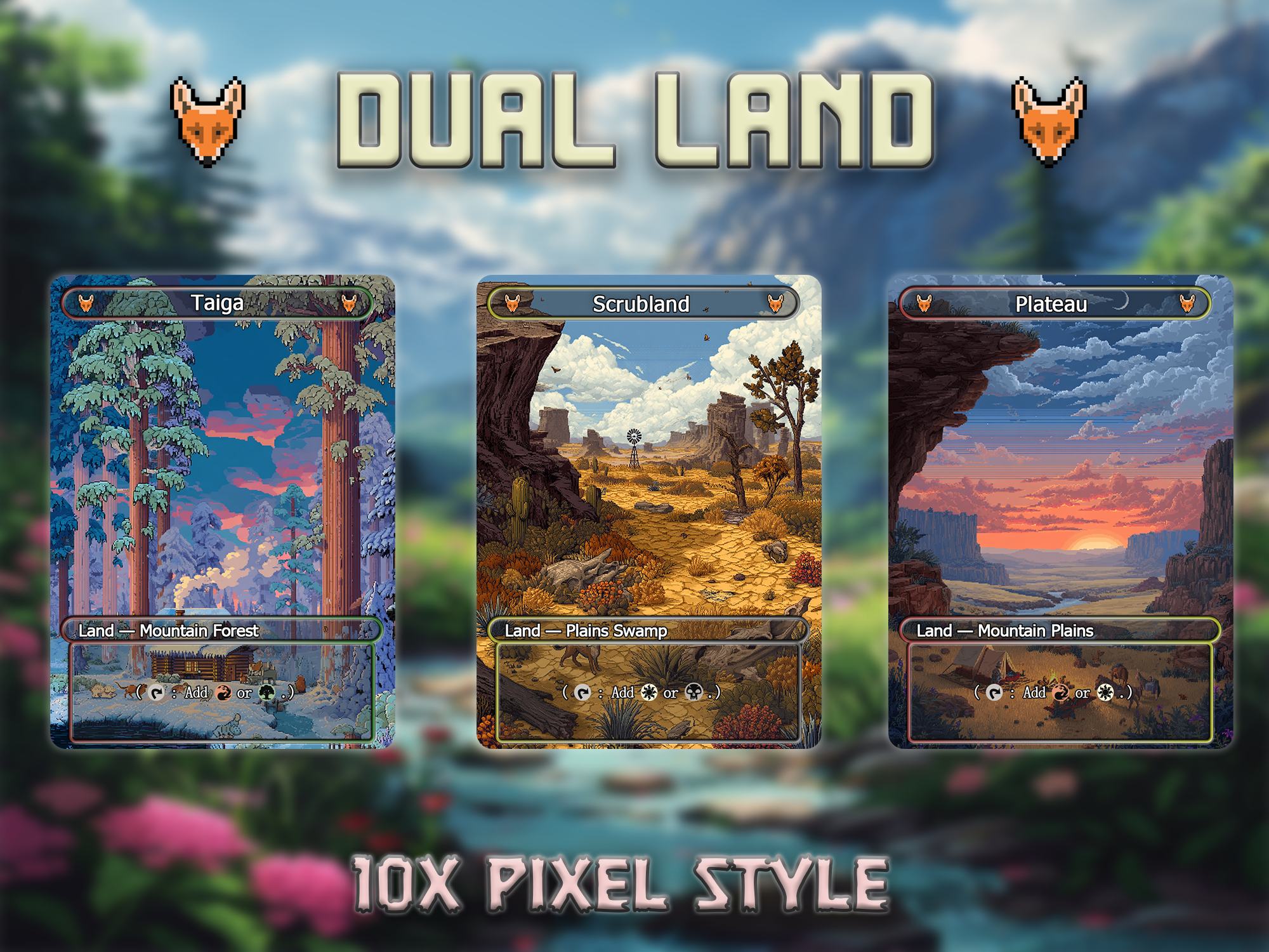 Dual land pack pixel style lands set of 10 unique borderless custom proxy lands High quality lands for EDH or cEDH