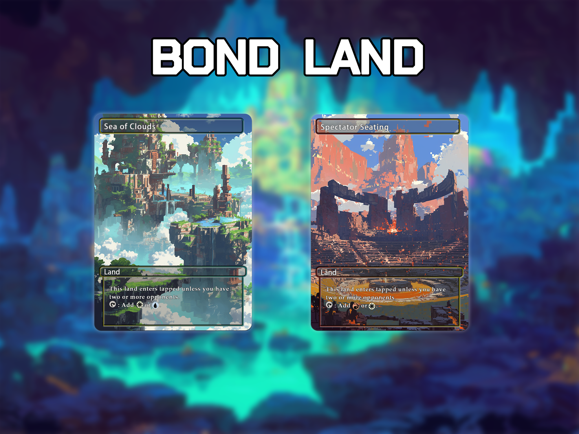 Bond land pack watercolor style lands set of 10 unique borderless custom proxy lands High quality lands for EDH or cEDH
