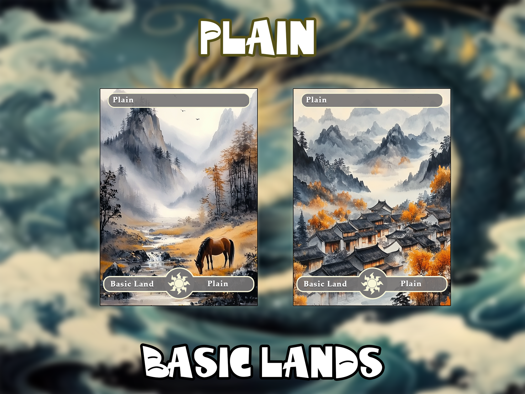 10 Basic Lands Proxy, Plain Proxy, Custom Magic Cards for Commander EDH,ink style