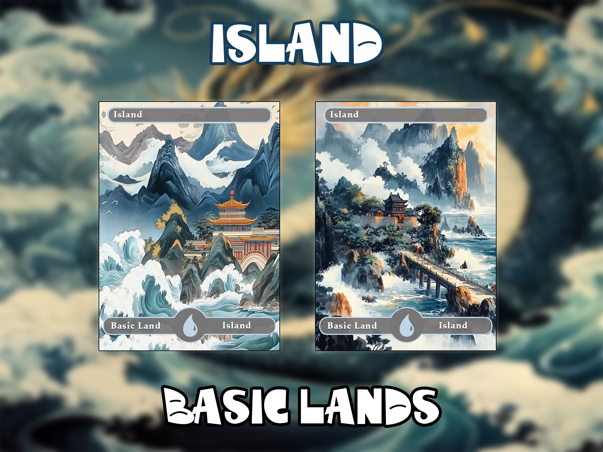 10 Basic Lands Proxy, Island Proxy, Custom Magic Cards for Commander EDH.ink style