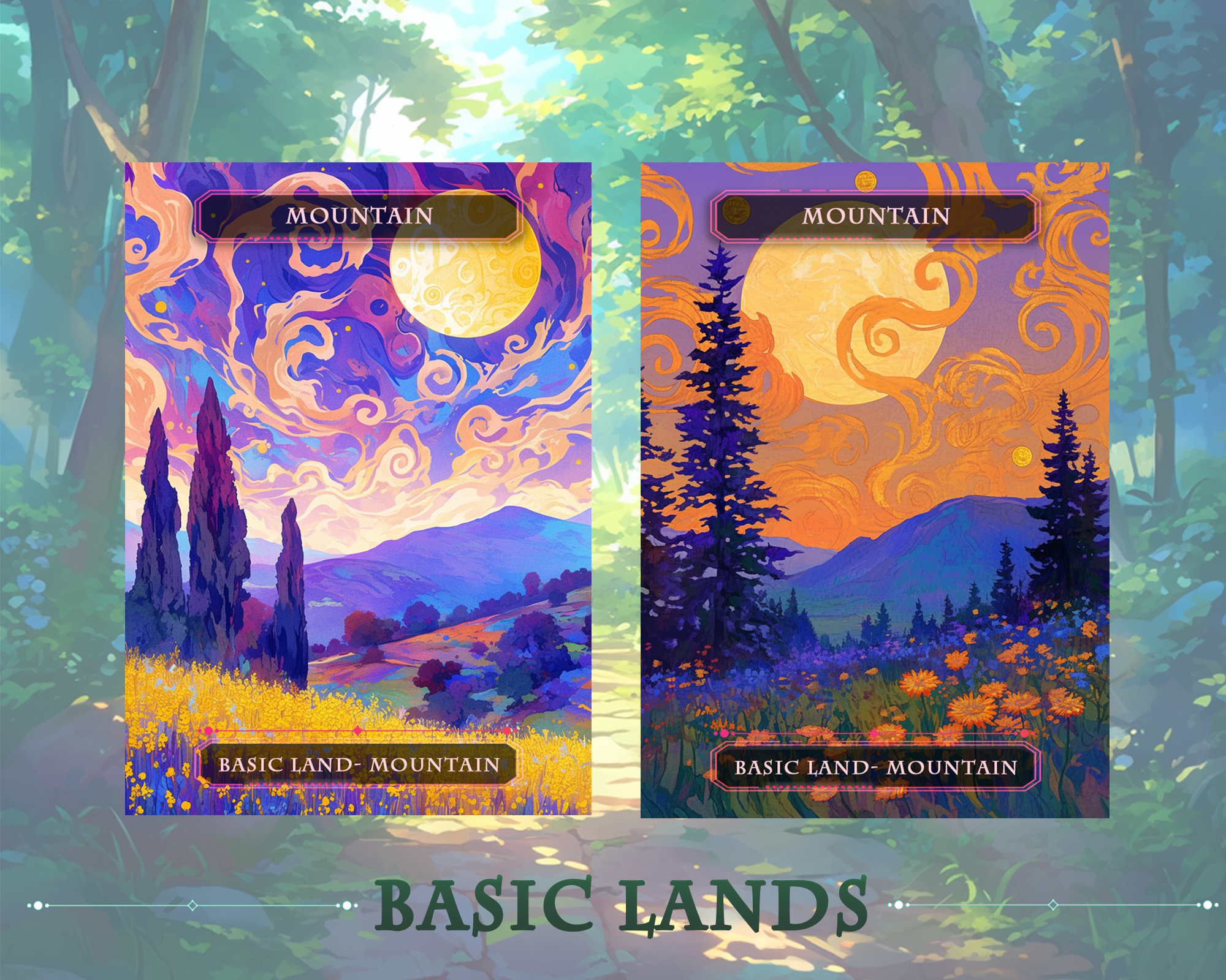 10Van Gogh style basic lands. Magic The Gathering Decks , Custom Art Proxies , TCG Collectible Magic Card Gift.