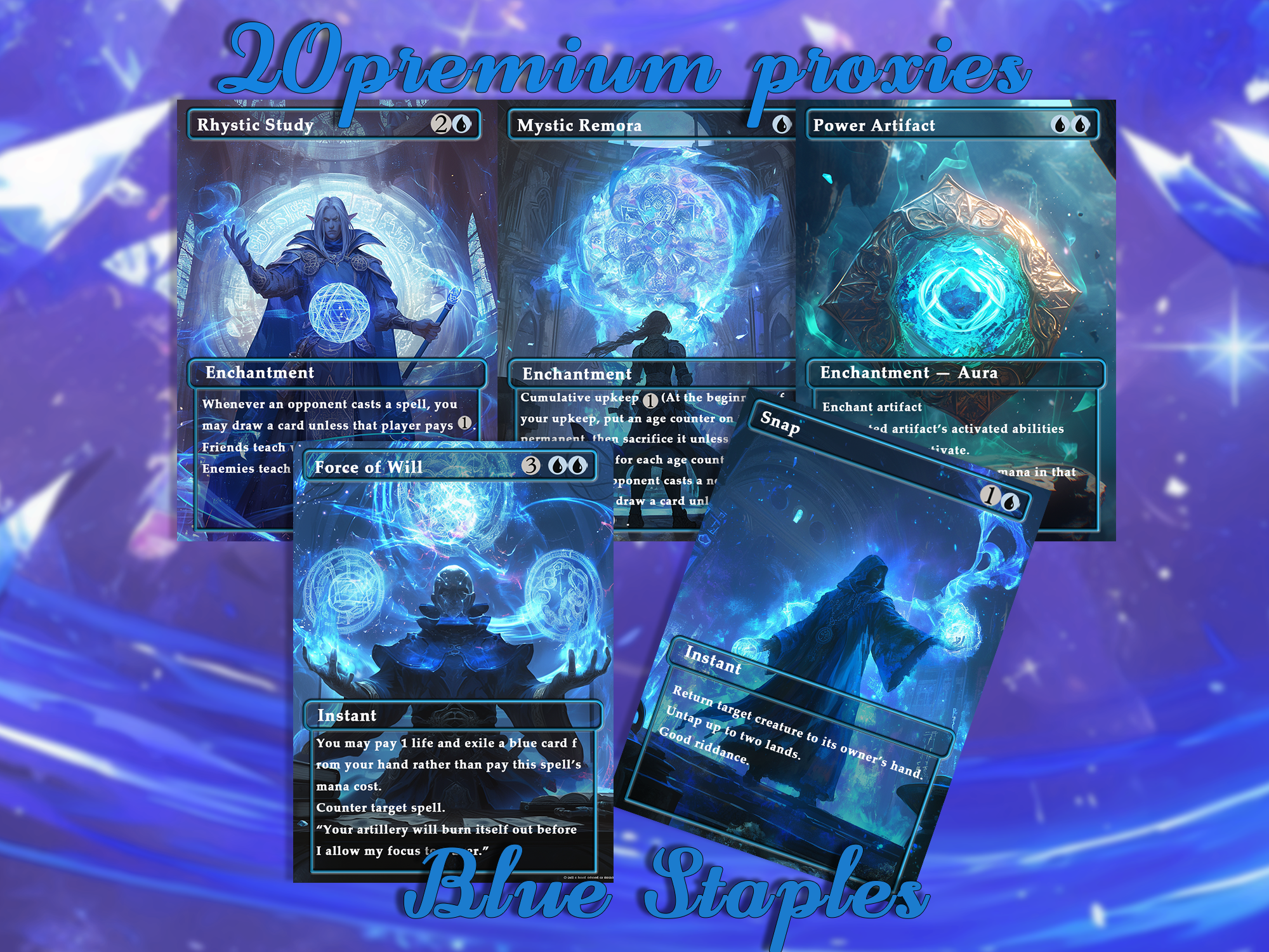 20 Blue Staples | Premium EDH Proxy cards