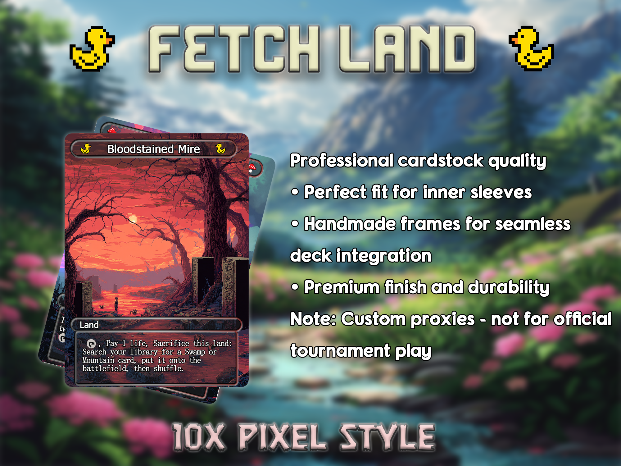 Fetch land pack pixel style lands set of 10 unique borderless custom proxy lands High quality lands for EDH or cEDH