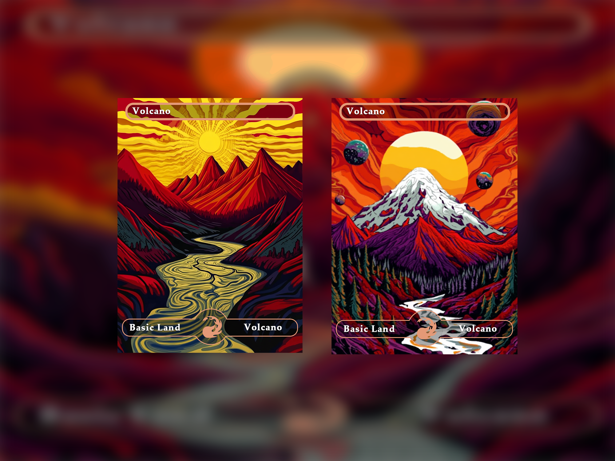 10 Basic Lands Proxy, Moutain Proxy, Custom Magic Cards for Commander EDH Acid Lands series style