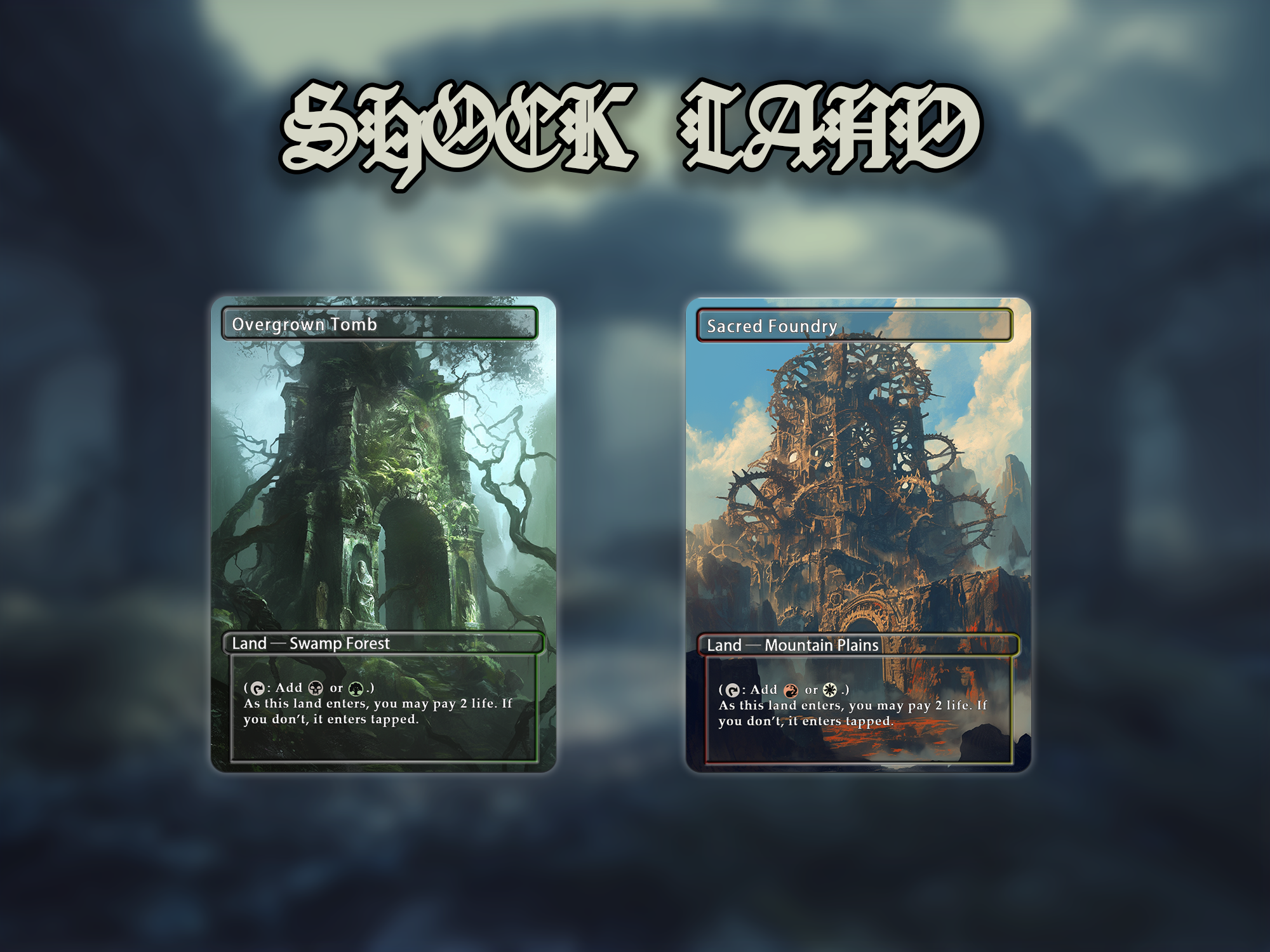 Shock land pack (10+ cards) Anime watercolour lands set of 10+ unique borderless custom proxy lands High quality lands for EDH or cEDH