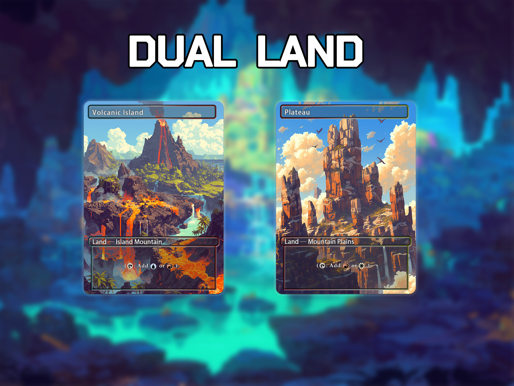Dual land pack watercolor style lands set of 10 unique borderless custom proxy lands High quality lands for EDH or cEDH