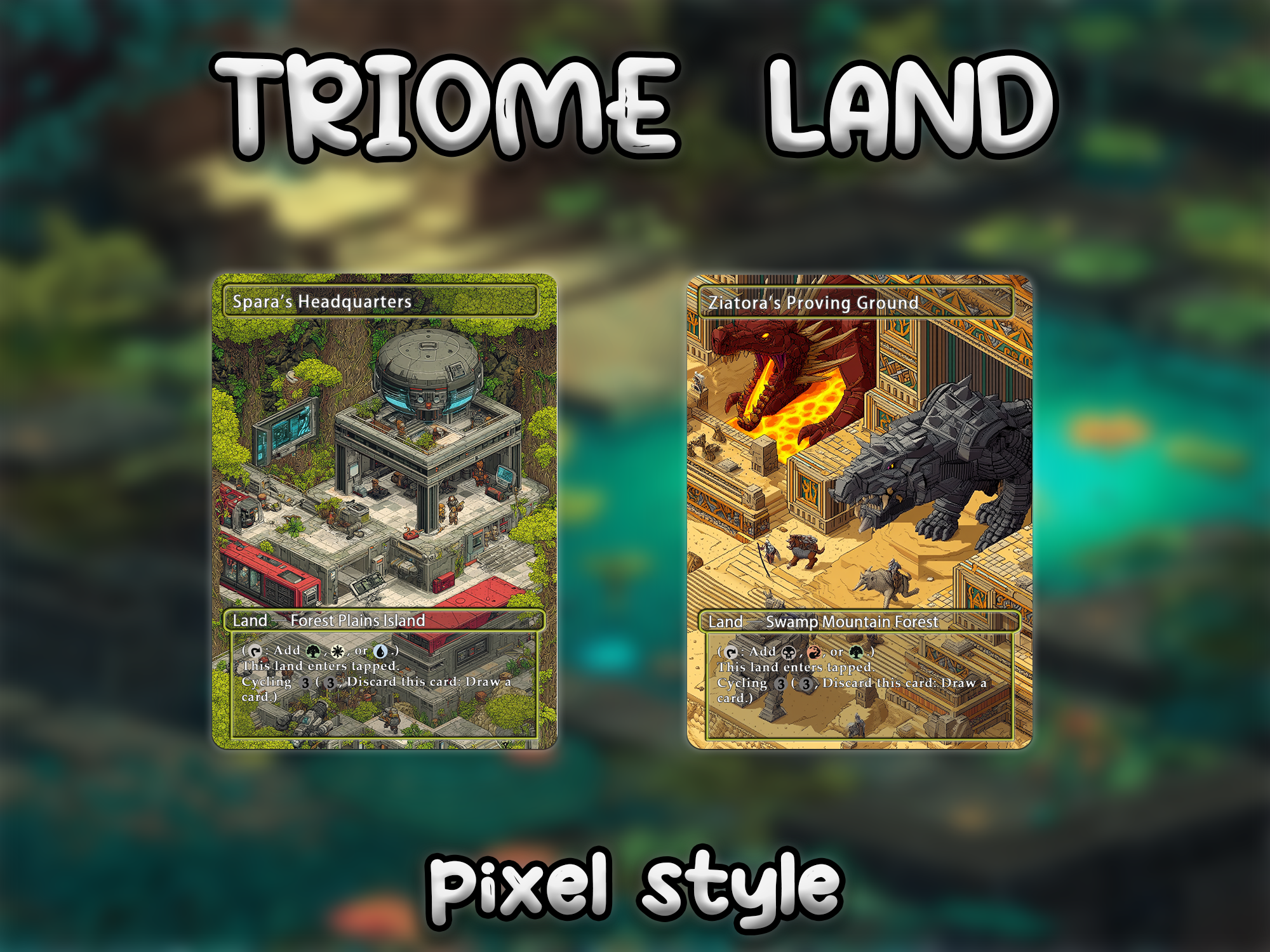Triome land pack pixel style lands set of 10 unique borderless custom proxy lands High quality lands for EDH or cEDH
