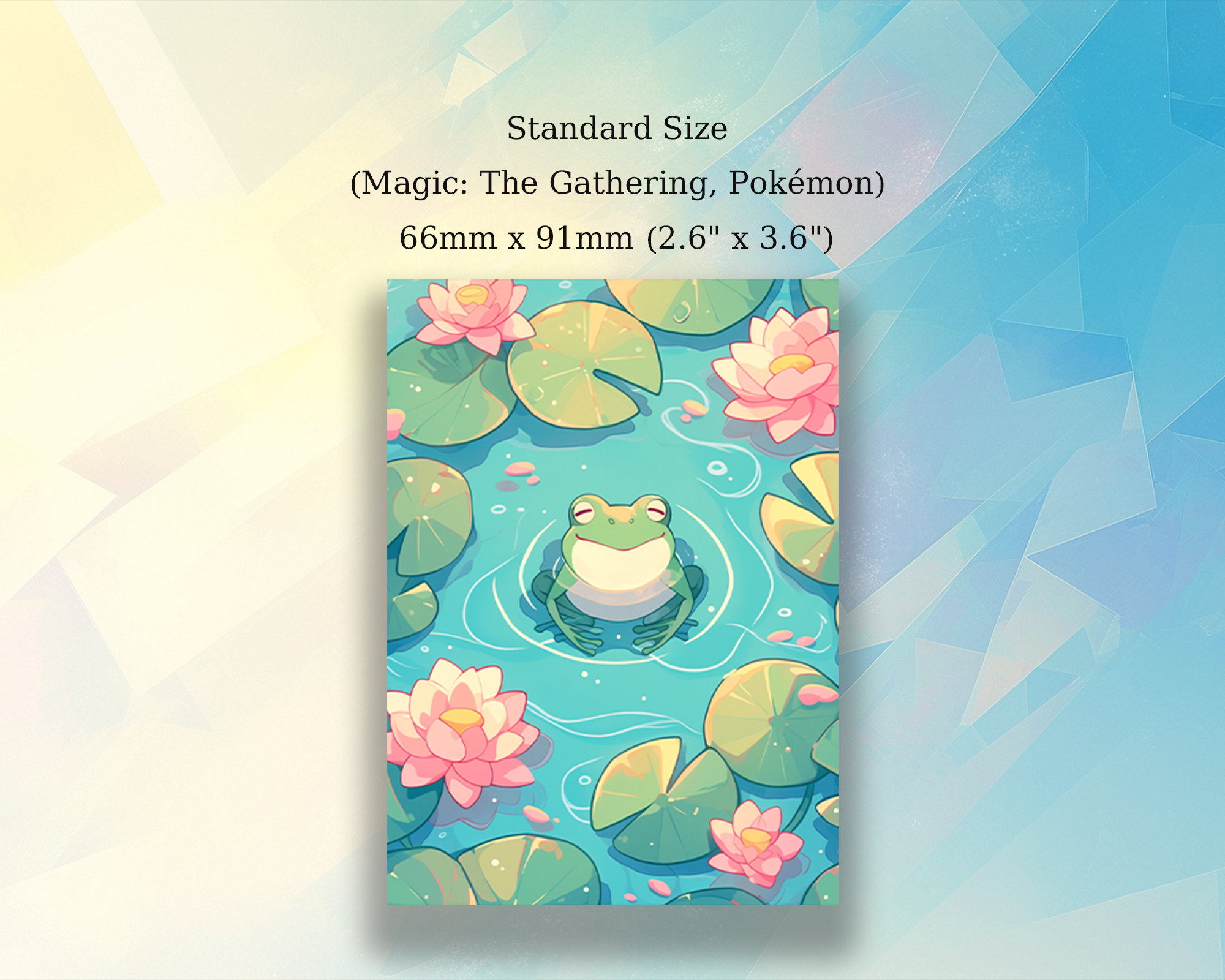Kawaii Frog in lotus pool Card Sleeves Kawaii Frog in lotus pool Card Sleeves