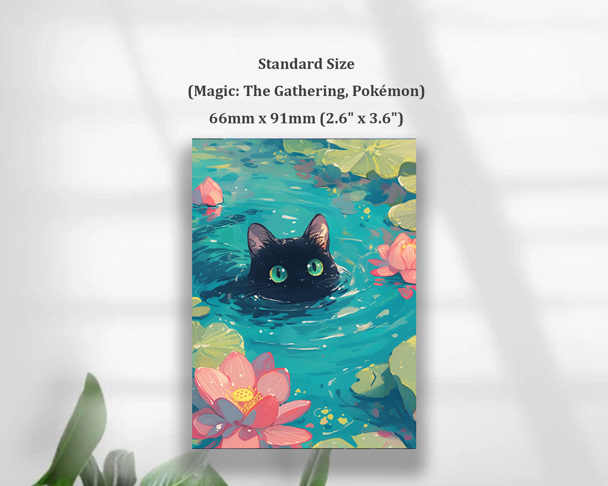 cat in lotus pond High Quality Card Sleeves
