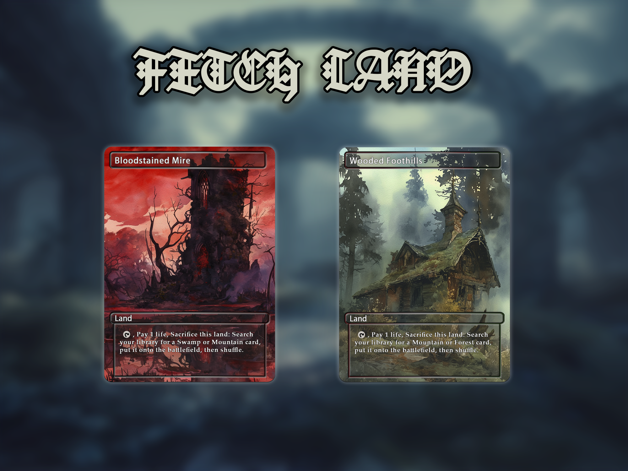 Fetch land pack (10+ cards) Anime watercolour lands set of 10+ unique borderless custom proxy lands High quality lands for EDH or cEDH