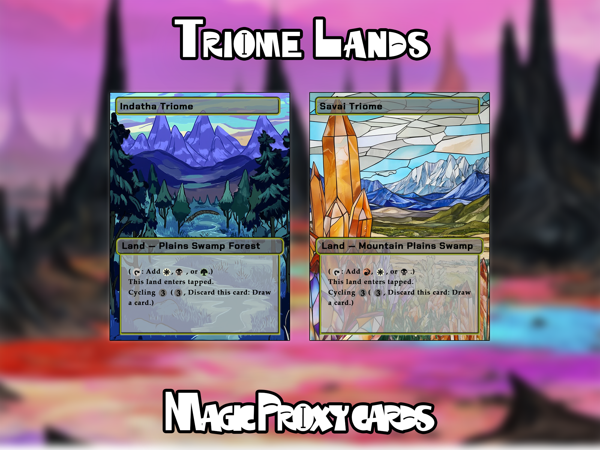 Triome Lands Bundle (10 cards), Proxy Triome Land Set, Stained Glass Style Custom Proxy Lands for EDH or cEDH
