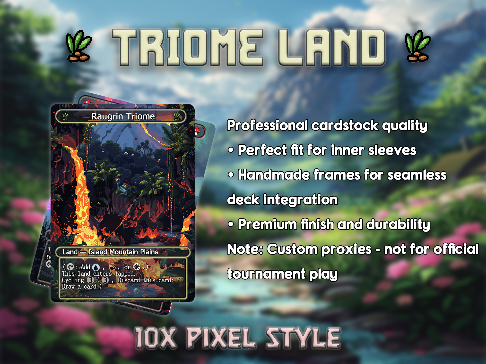 Triome land pack pixel style lands set of 10 unique borderless custom proxy lands High quality lands for EDH or cEDH