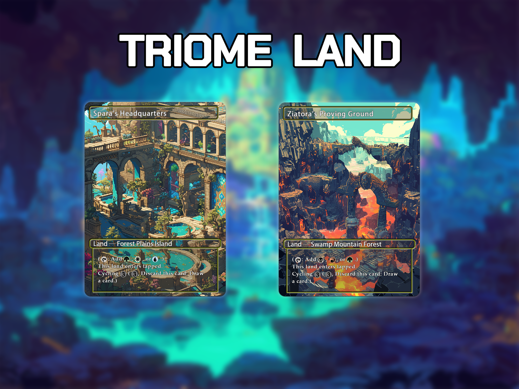Triome land pack watercolor style lands set of 10 unique borderless custom proxy lands High quality lands for EDH or cEDH