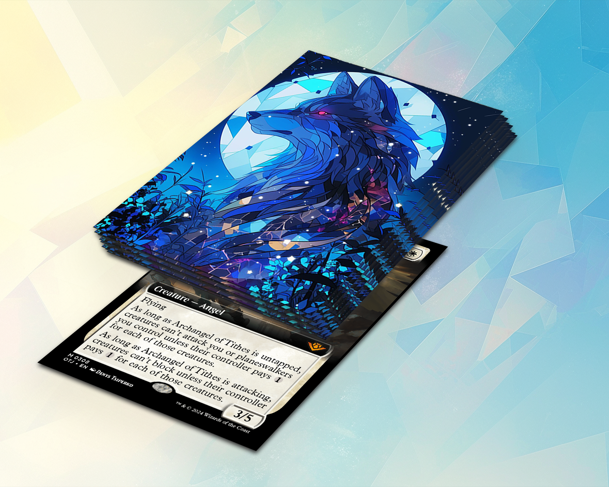 Stained Glass Wolf Top Quality Sleeves