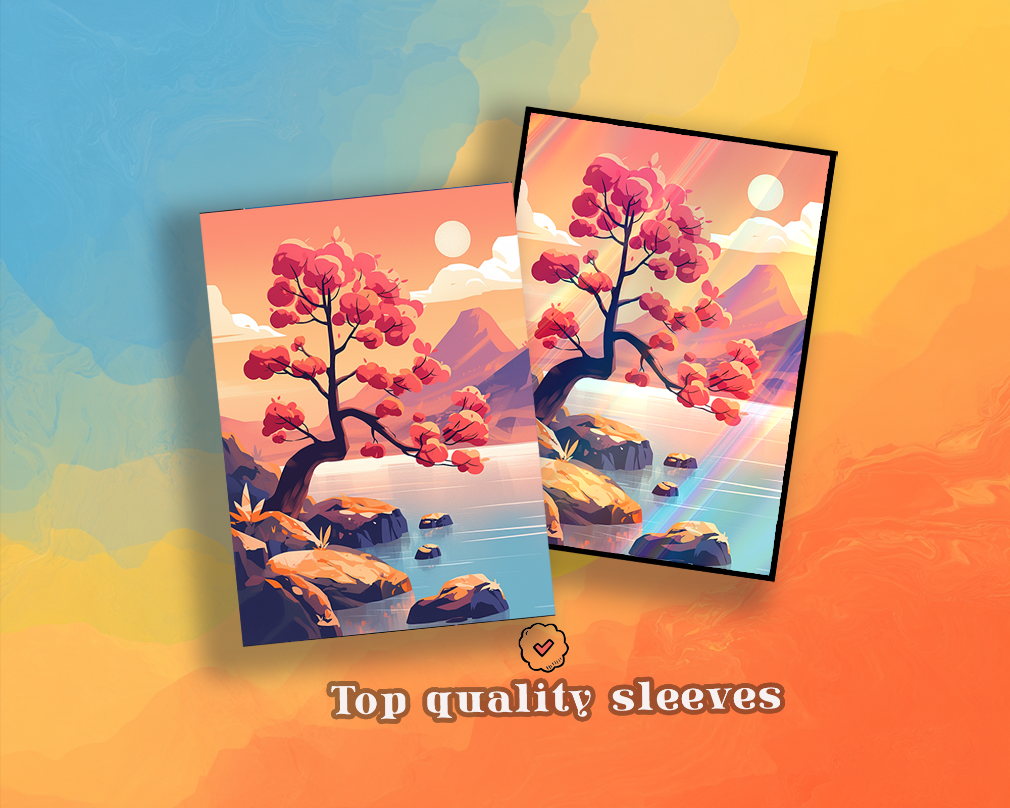 Lakeside Tree at Sunset Card Sleeves