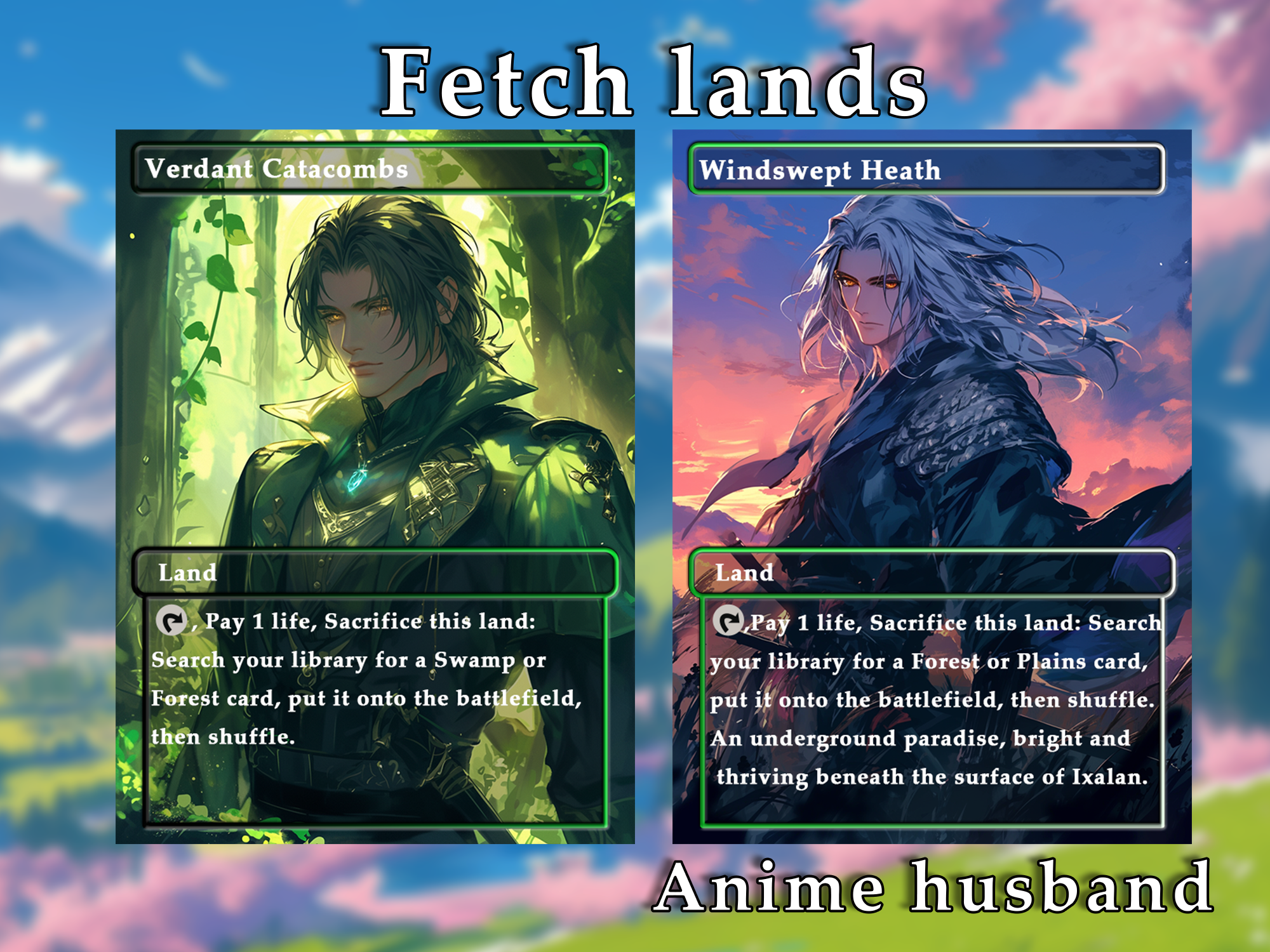 Fetch Lands pack (10+ cards) Anime husband lands set of 10+ unique borderless custom proxy lands High quality lands for EDH or cEDH