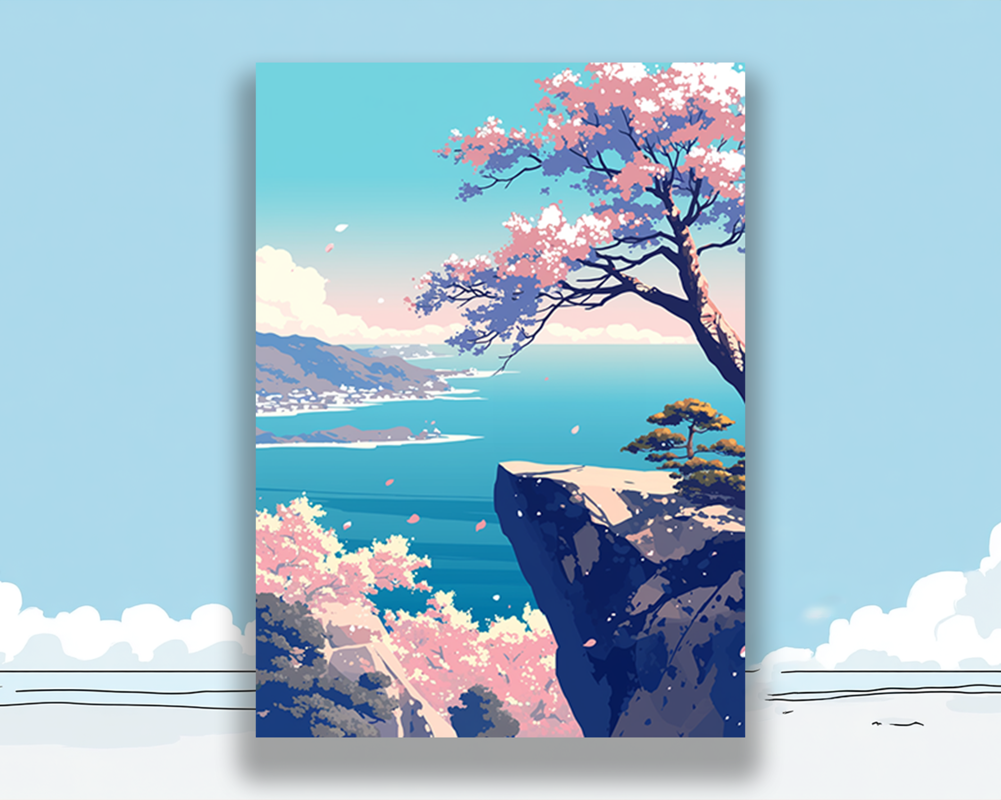 Japanese Cherry Blossom & Sea View Art Card Sleeves