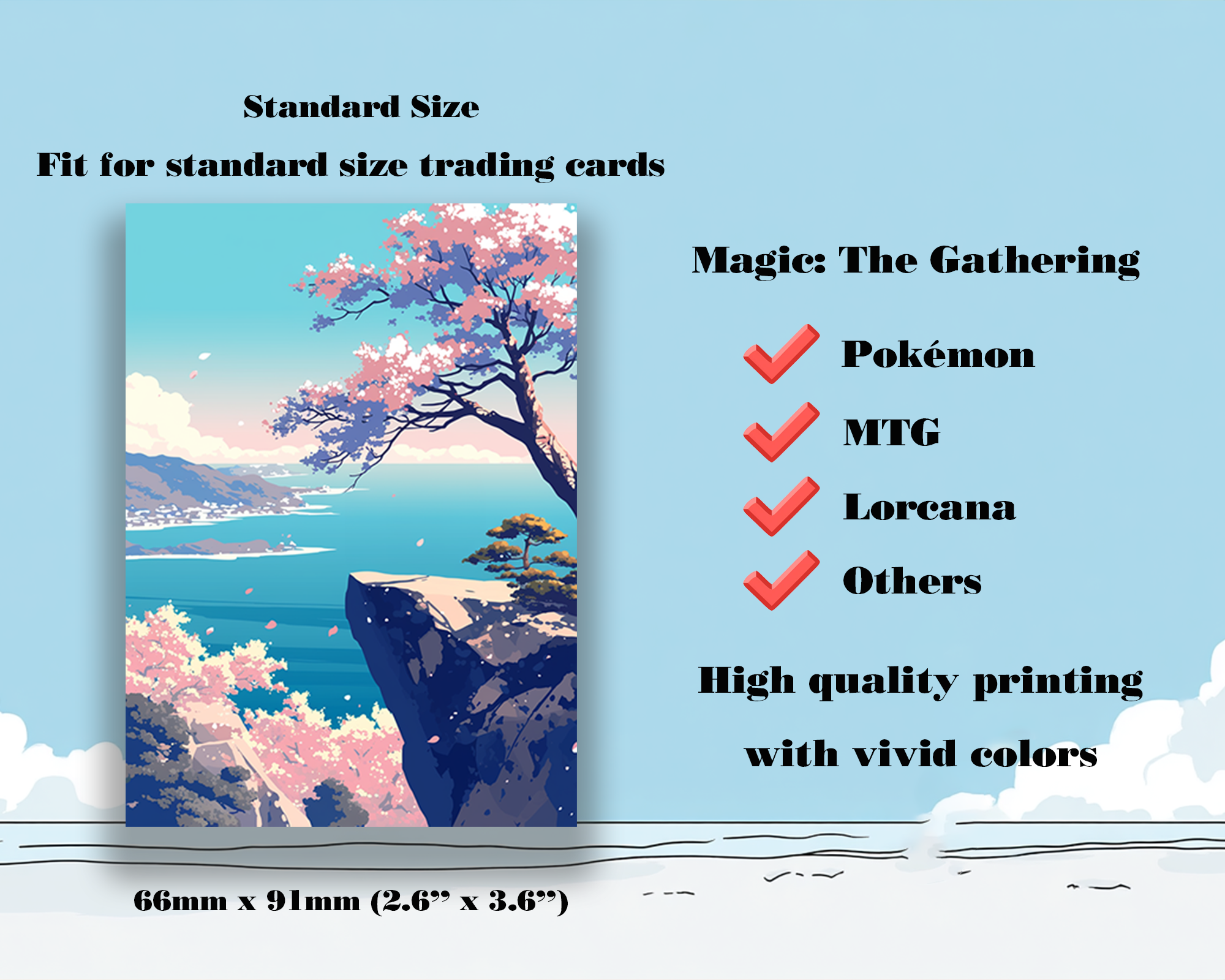 Japanese Cherry Blossom & Sea View Art Card Sleeves