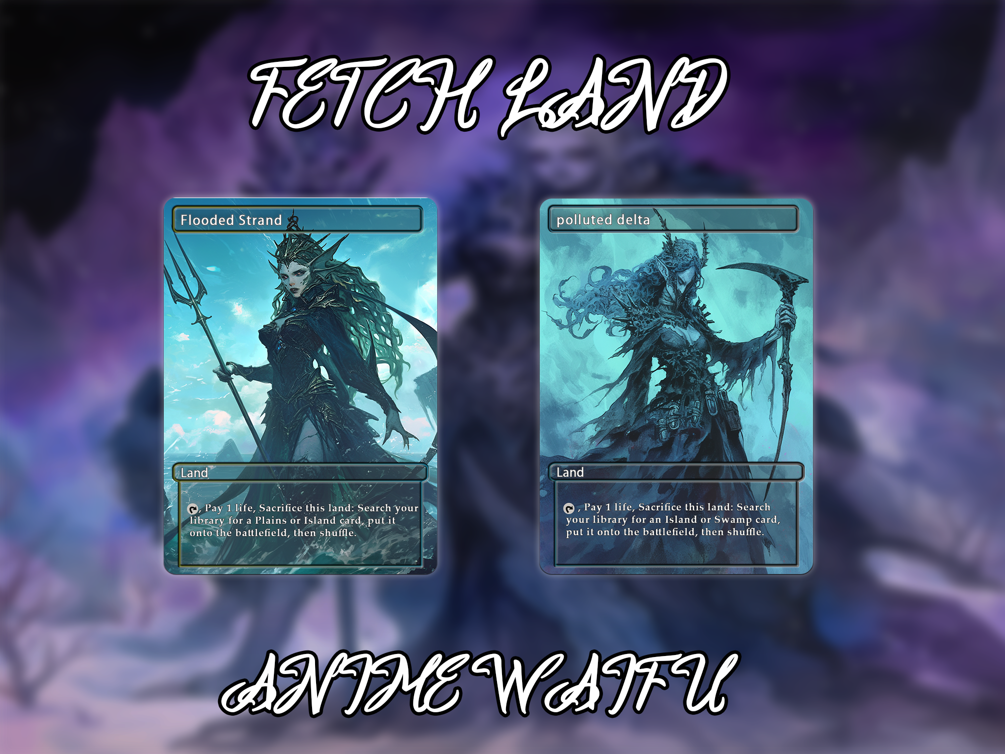 Fetch land pack (10 cards) Anime waifu lands set of 10 unique borderless custom proxy lands High quality lands for EDH or cEDH