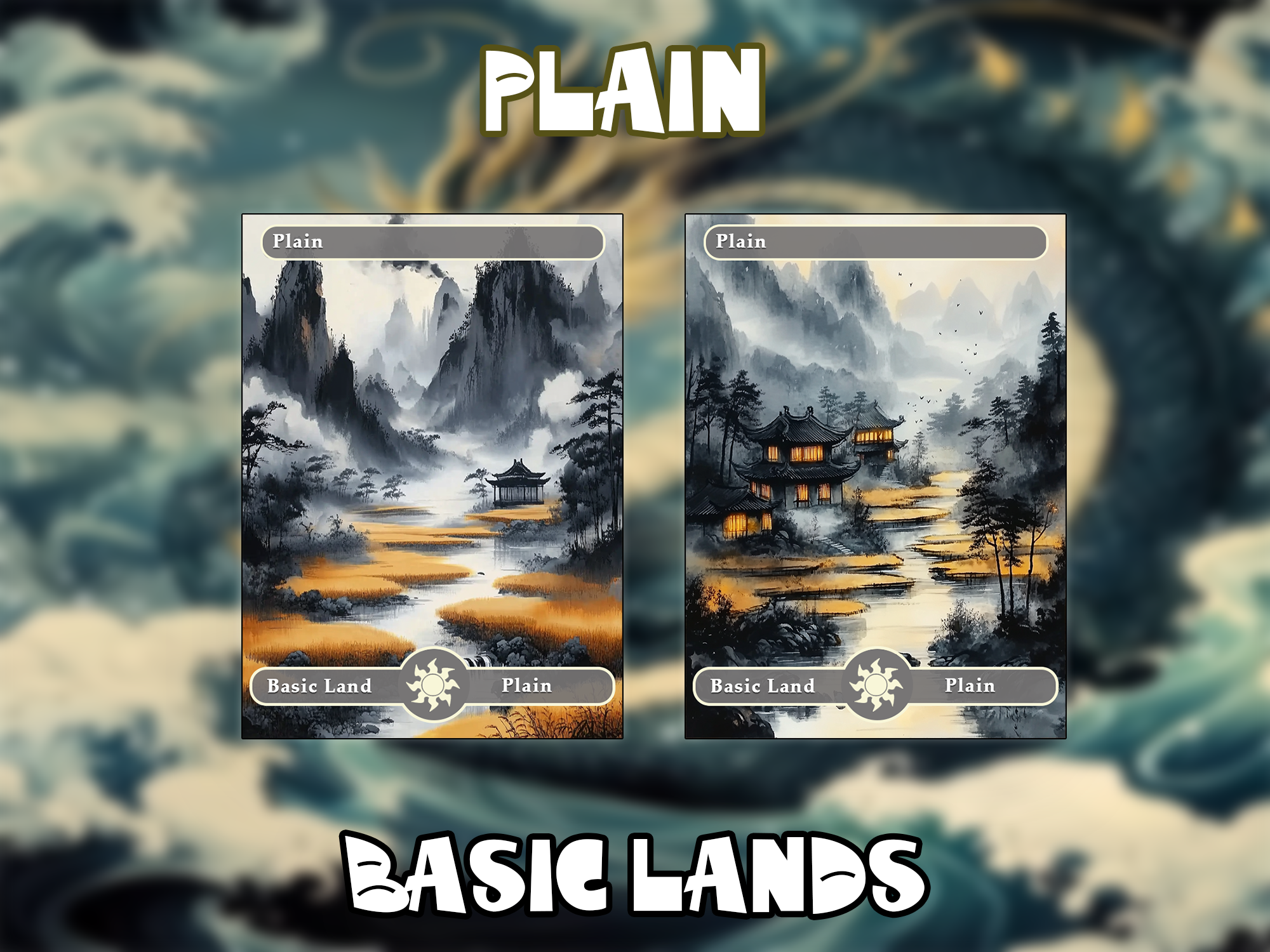 10 Basic Lands Proxy, Plain Proxy, Custom Magic Cards for Commander EDH,ink style