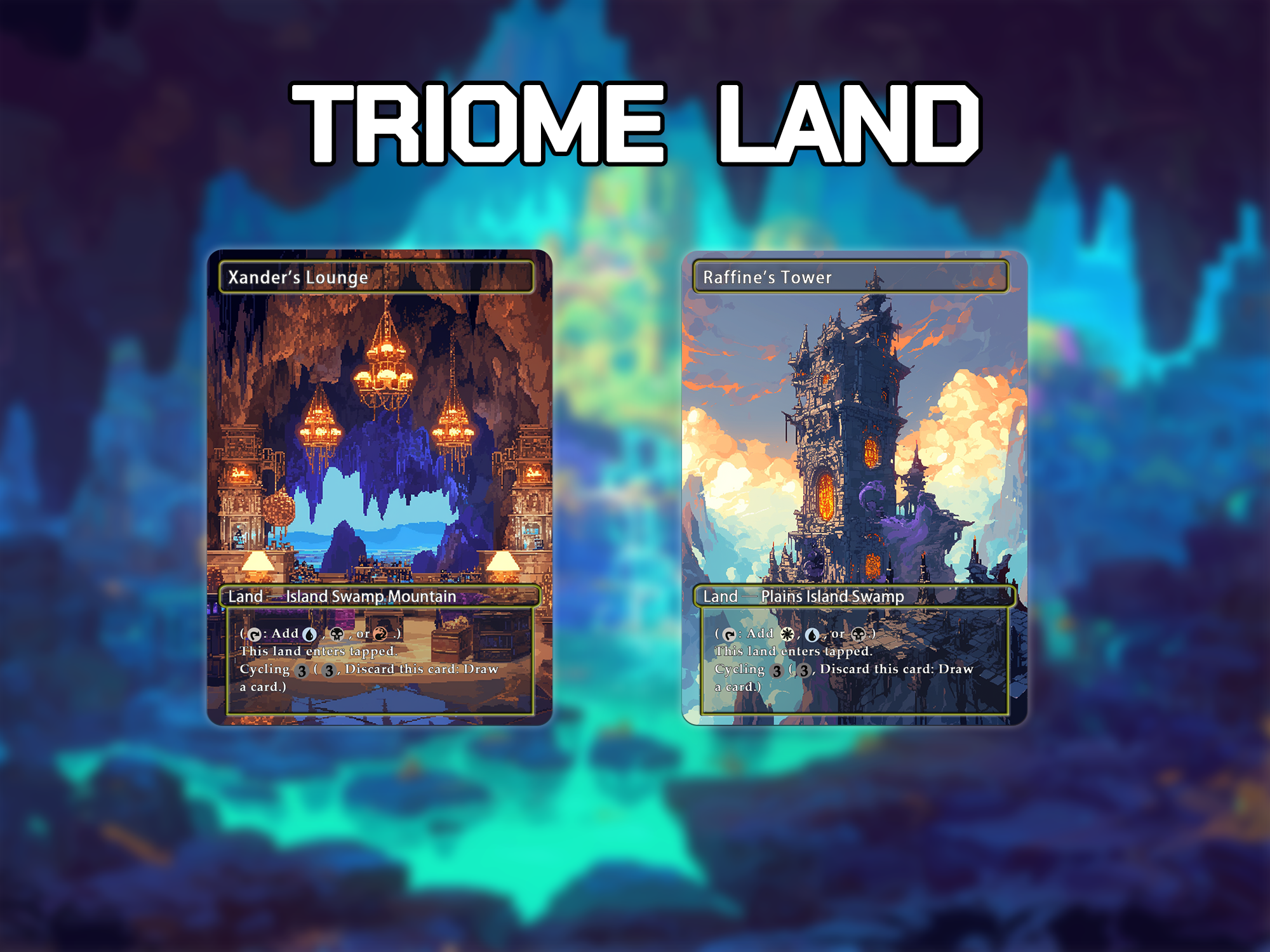 Triome land pack watercolor style lands set of 10 unique borderless custom proxy lands High quality lands for EDH or cEDH