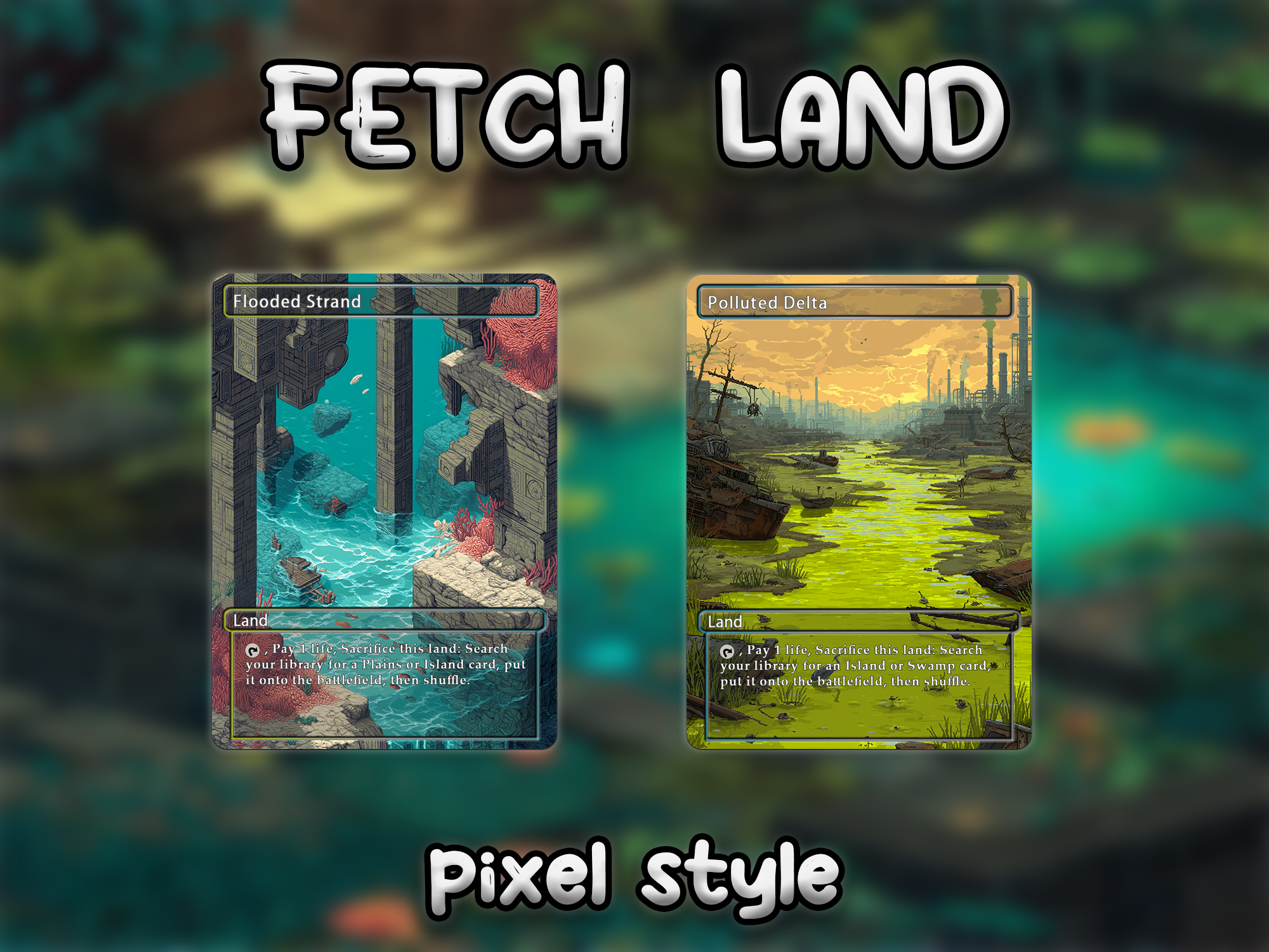 Fetch land pack pixel style lands set of 10 unique borderless custom proxy lands High quality lands for EDH or cEDH