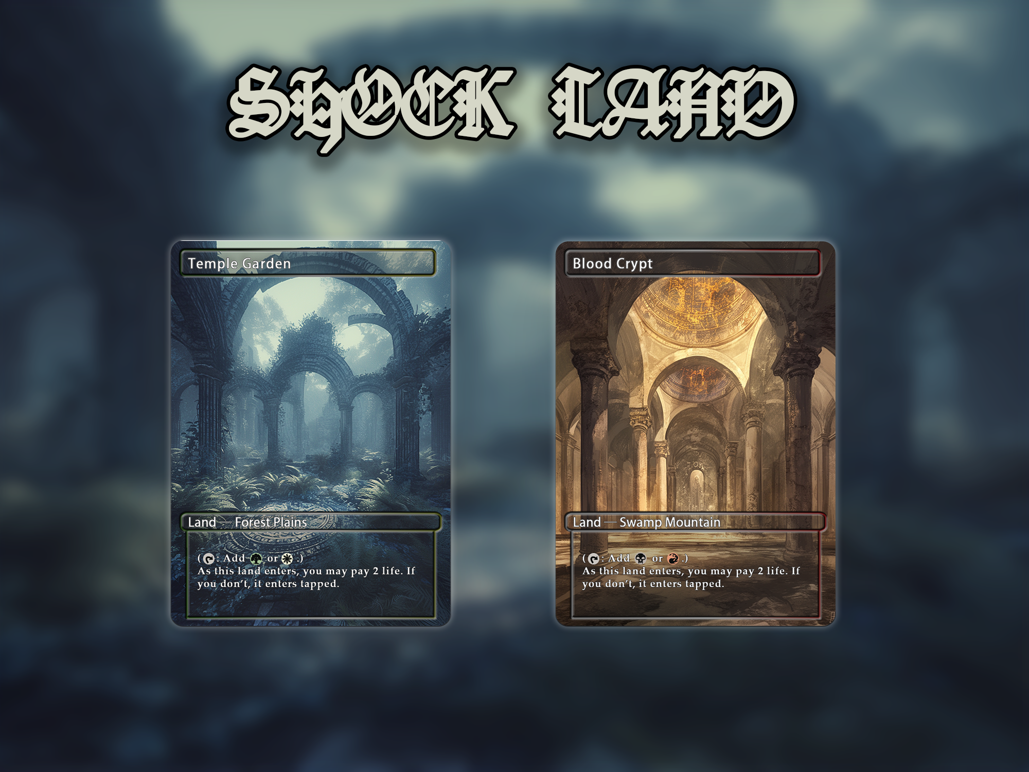 Shock land pack (10+ cards) Anime watercolour lands set of 10+ unique borderless custom proxy lands High quality lands for EDH or cEDH