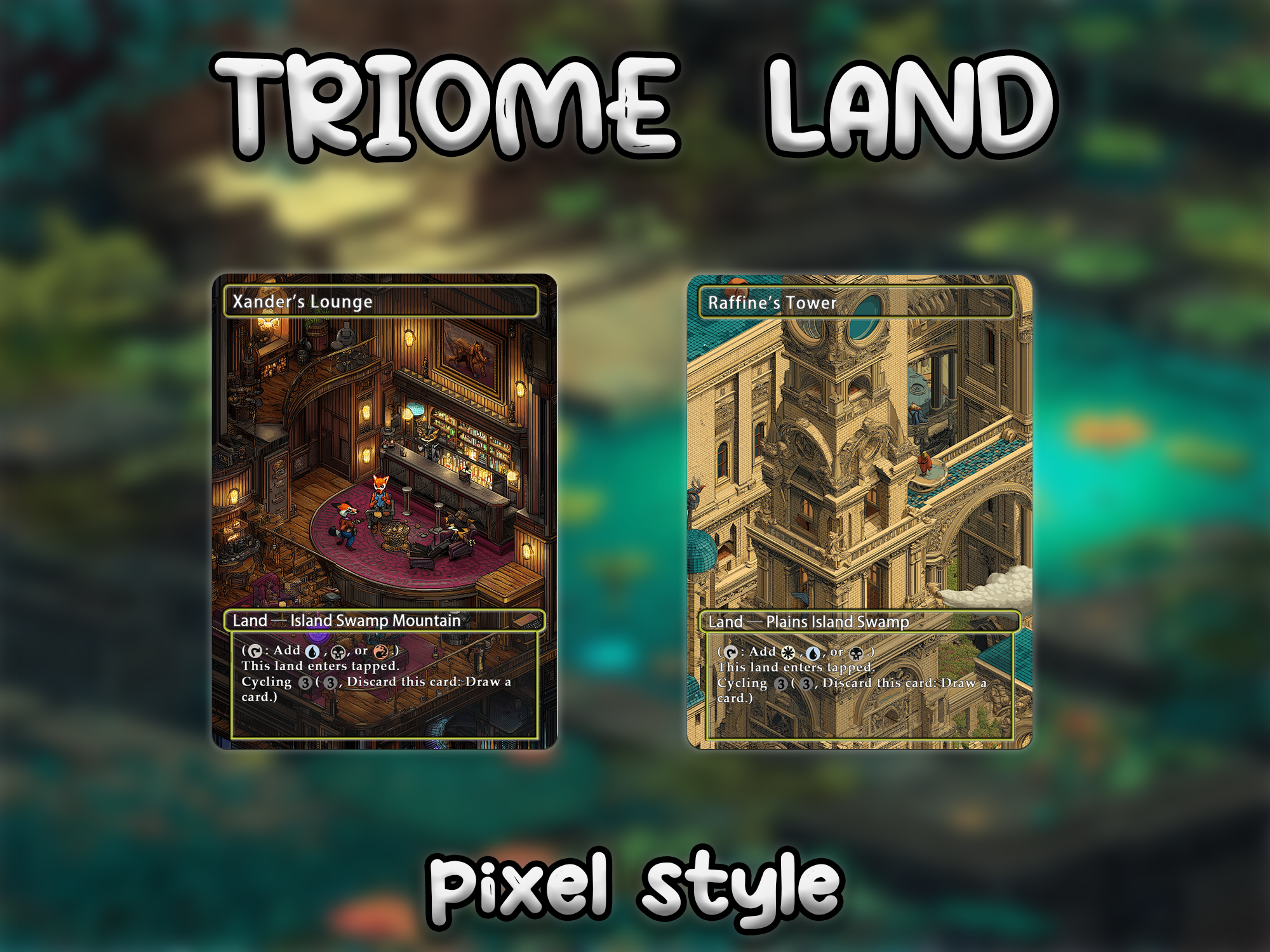 Triome land pack pixel style lands set of 10 unique borderless custom proxy lands High quality lands for EDH or cEDH