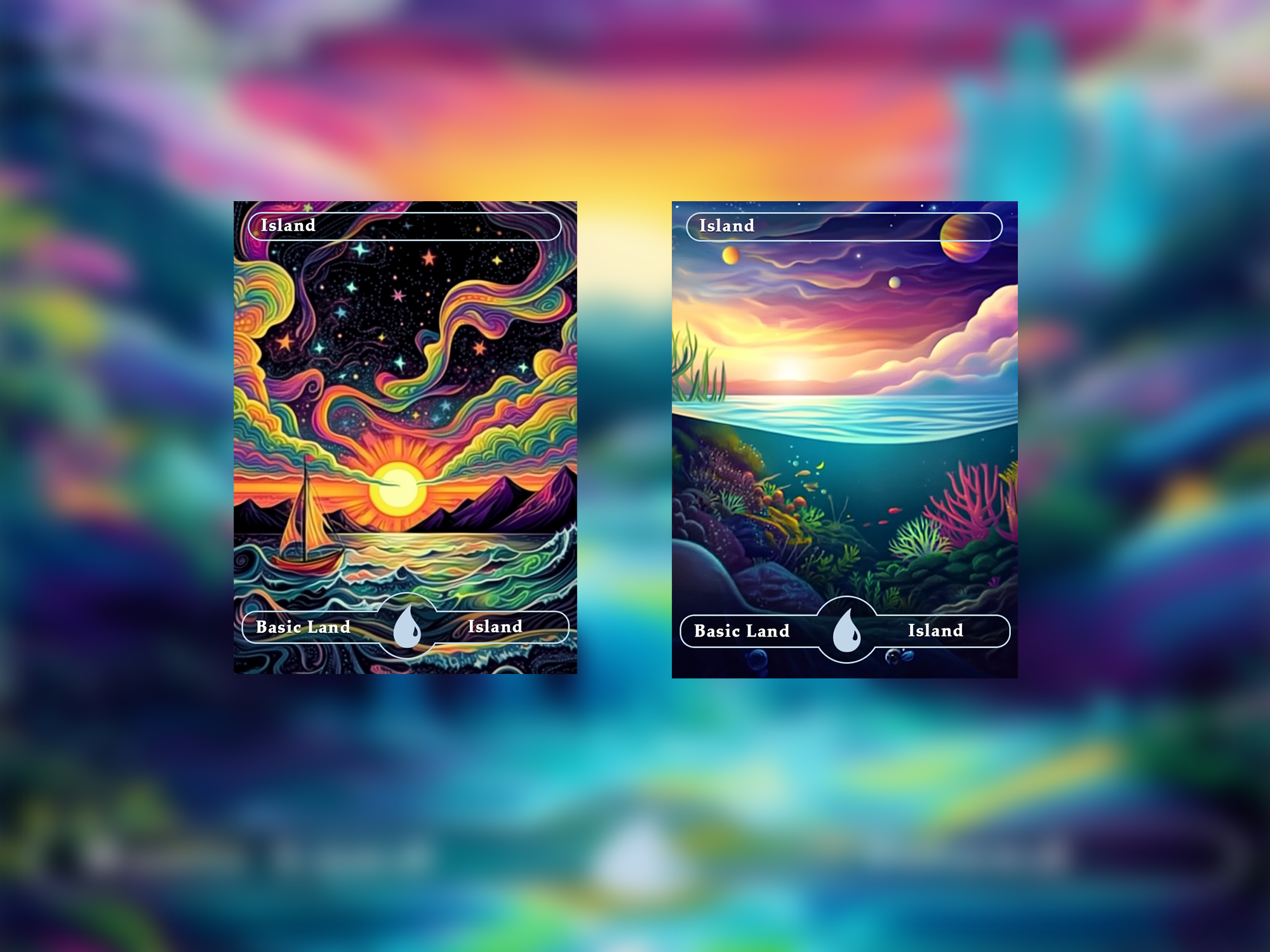10 island oil painting style proxy cards for EDH. Enhance your Commander Deck