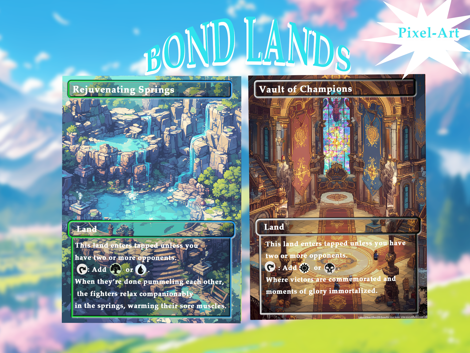 Bond land pack (10+ cards) Pixel-Art lands set of 10+ unique borderless custom proxy lands High quality lands for EDH or cEDH