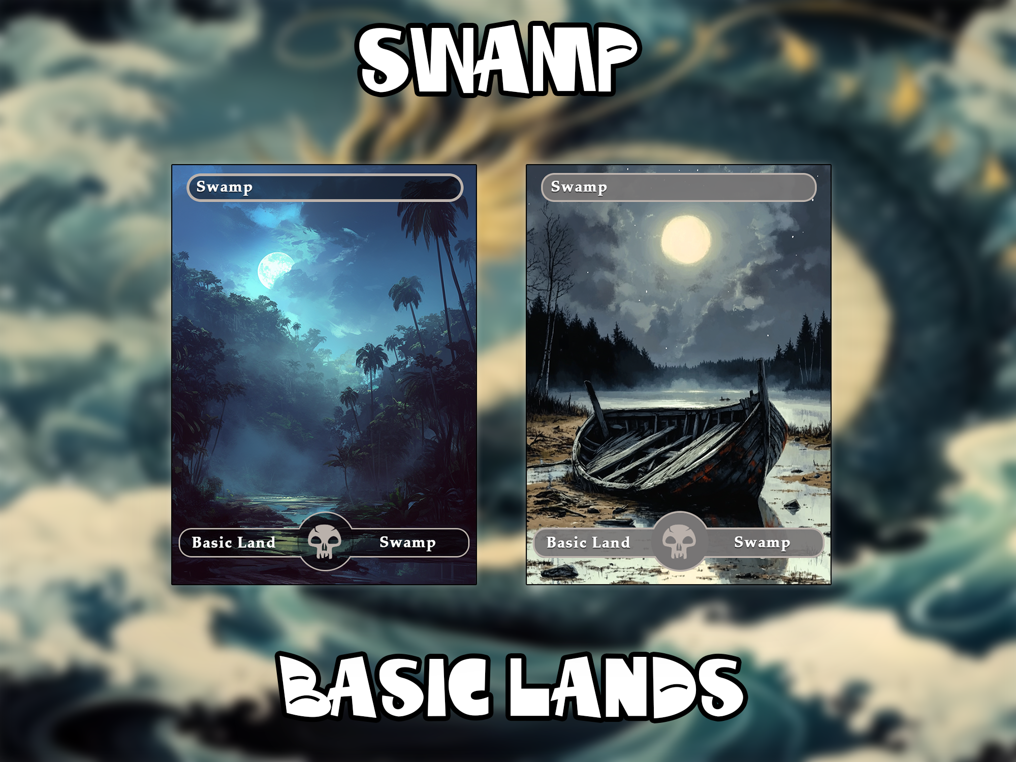 10 Basic Lands Proxy, Swamp Proxy, Custom Magic Cards for Commander EDH,ink style