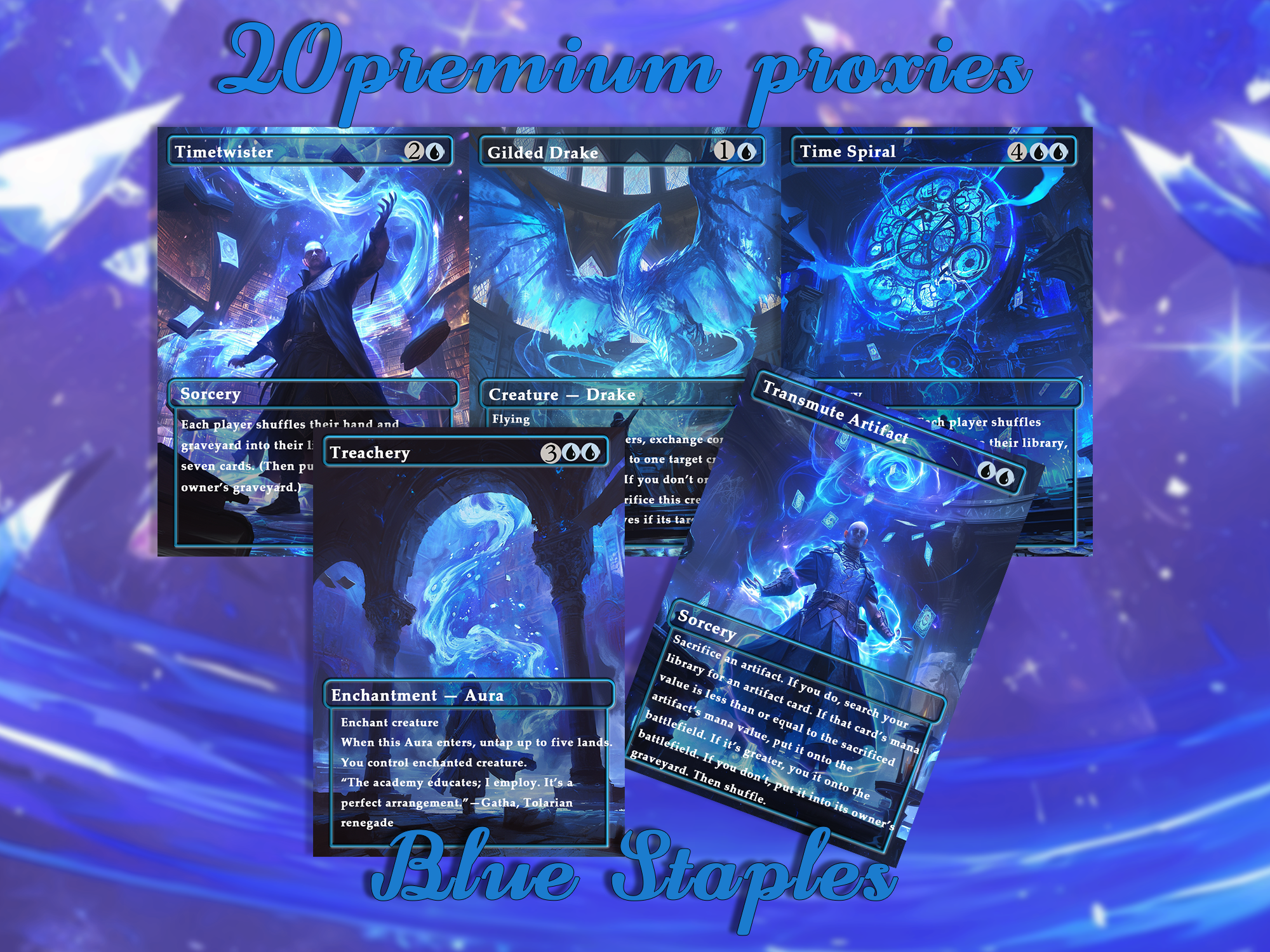 20 Blue Staples | Premium EDH Proxy cards