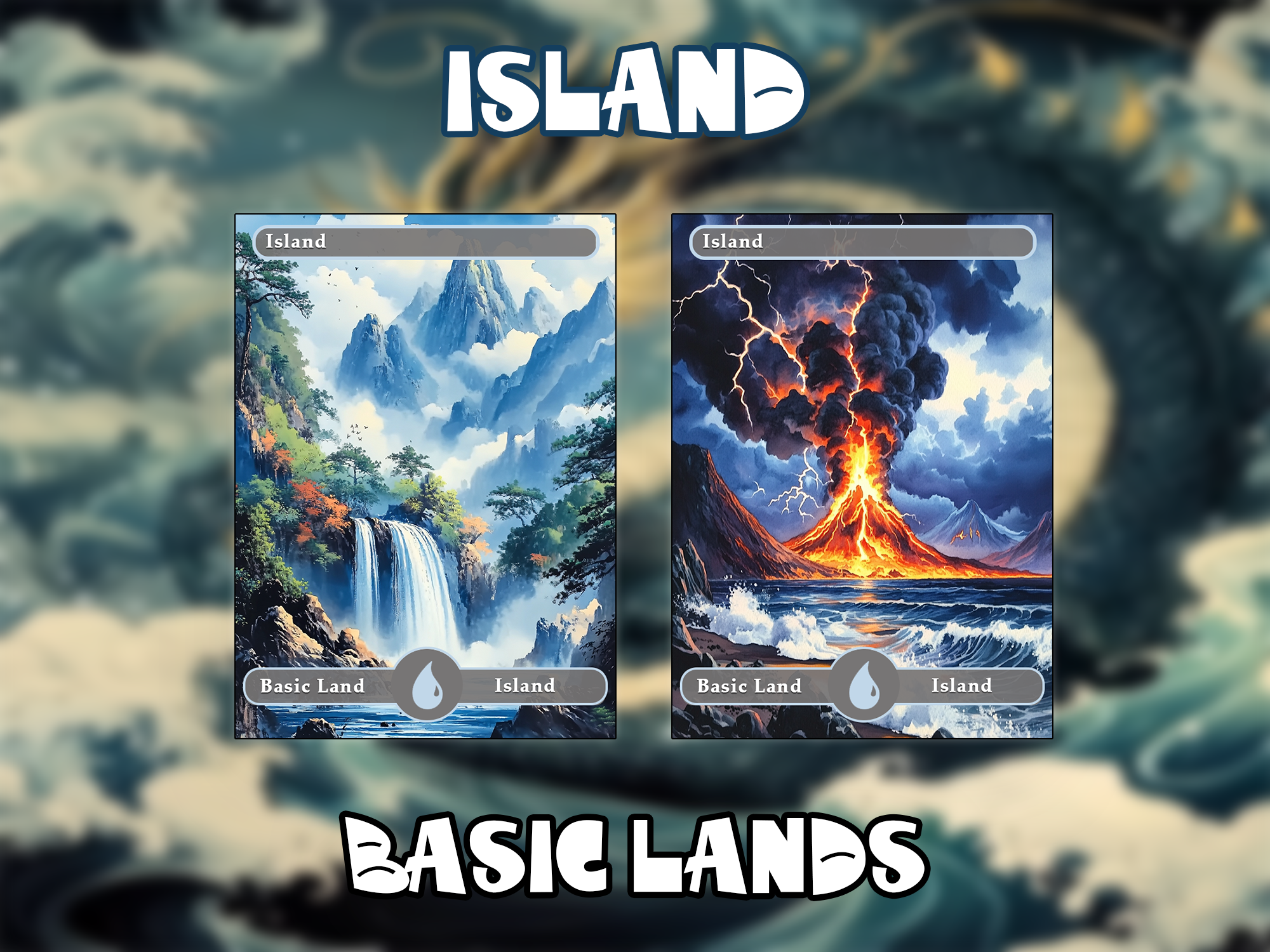 10 Basic Lands Proxy, Island Proxy, Custom Magic Cards for Commander EDH.ink style