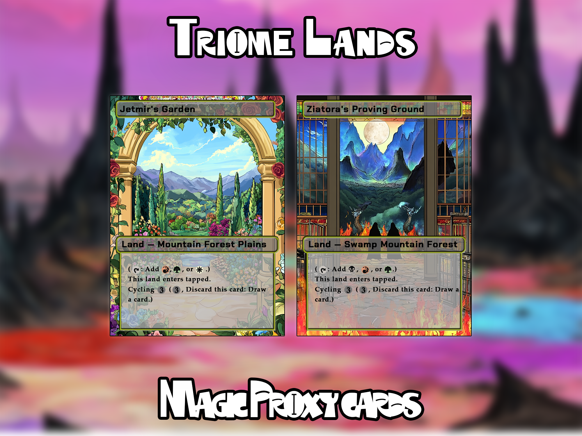 Triome Lands Bundle (10 cards), Proxy Triome Land Set, Stained Glass Style Custom Proxy Lands for EDH or cEDH