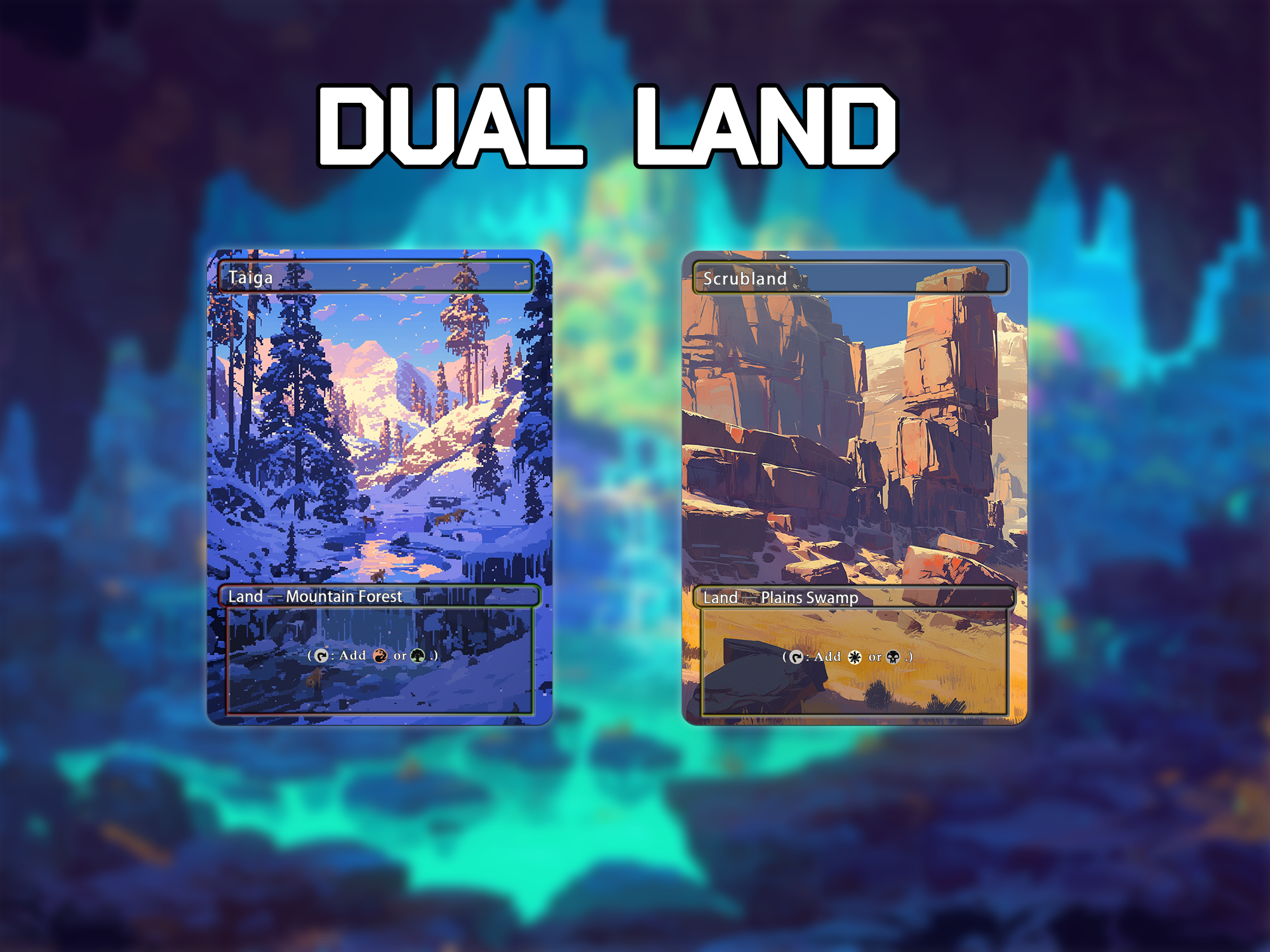 Dual land pack pixel style lands set of 10 unique borderless custom proxy lands High quality lands for EDH or cEDH