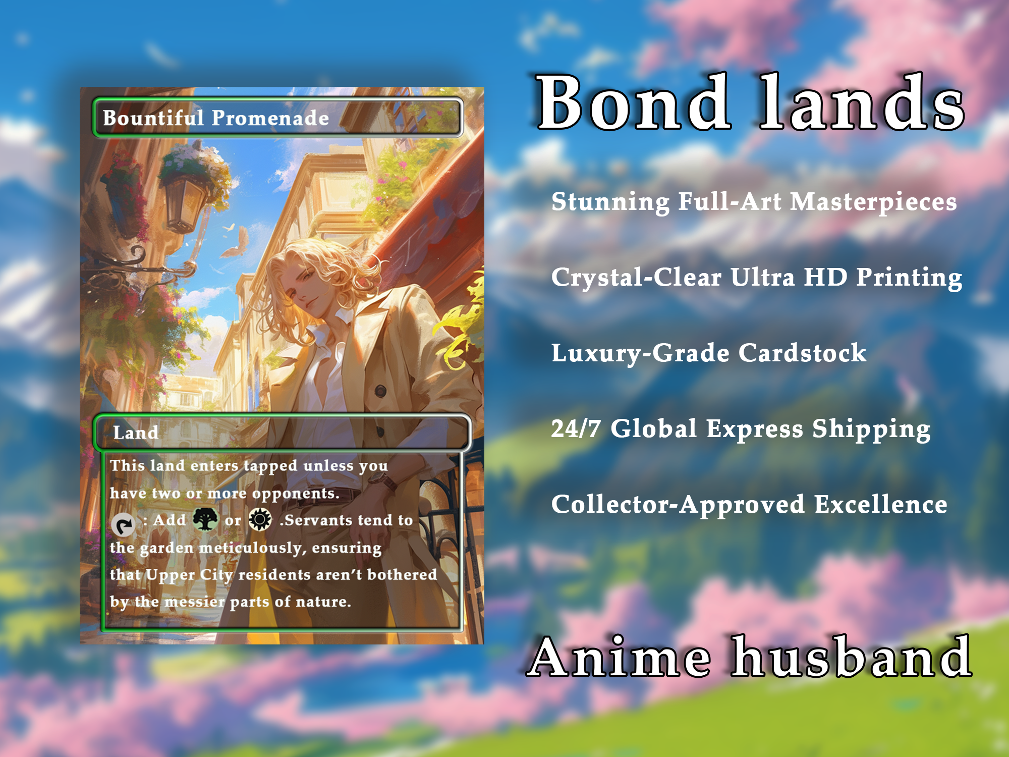 10 Bond land Anime Style, Proxy Lands Custom Magic Cards for Commander EDH/cEDH, Anime husband Proxy Cards
