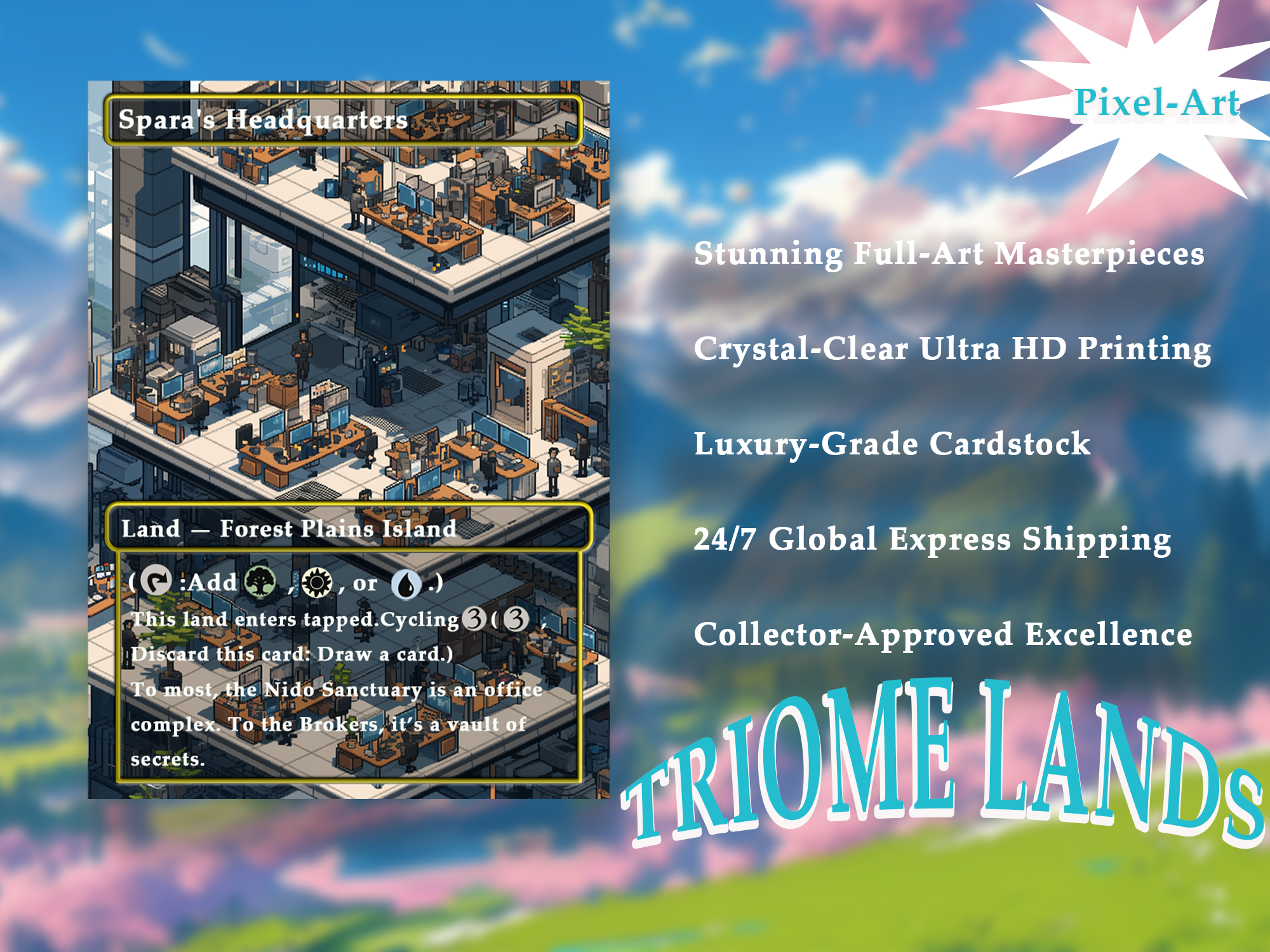 Triome land pack (10+ cards) Pixel-Art lands set of 10+ unique borderless custom proxy lands High quality lands for EDH or cEDH