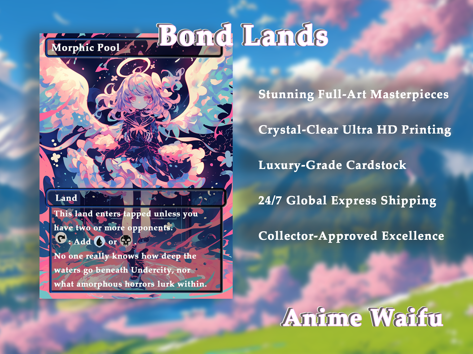 10 Bond land Anime Style, Proxy Lands Custom Magic Cards for Commander EDH/cEDH, Anime Waifu Proxy Cards