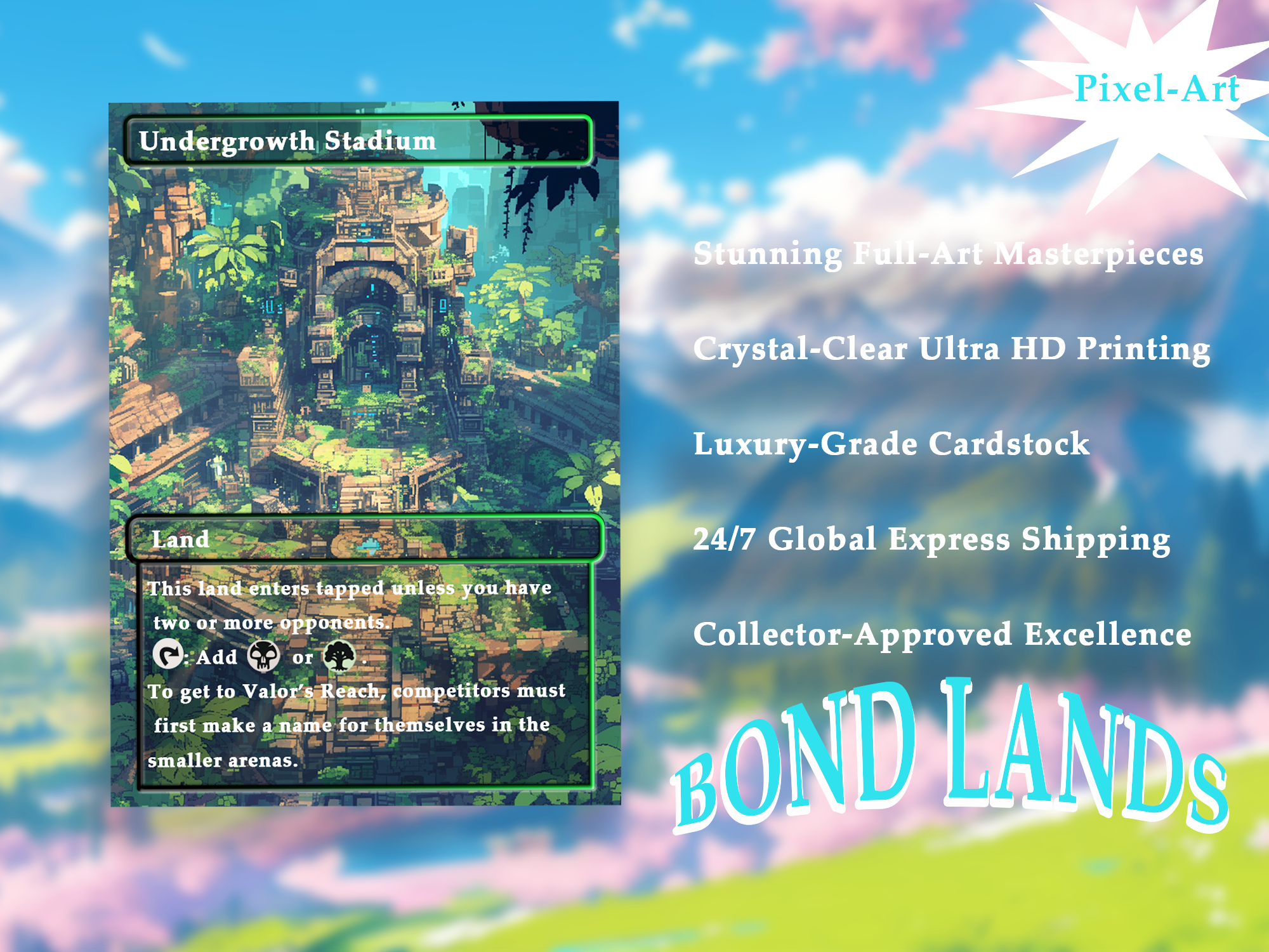 Bond land pack (10+ cards) Pixel-Art lands set of 10+ unique borderless custom proxy lands High quality lands for EDH or cEDH