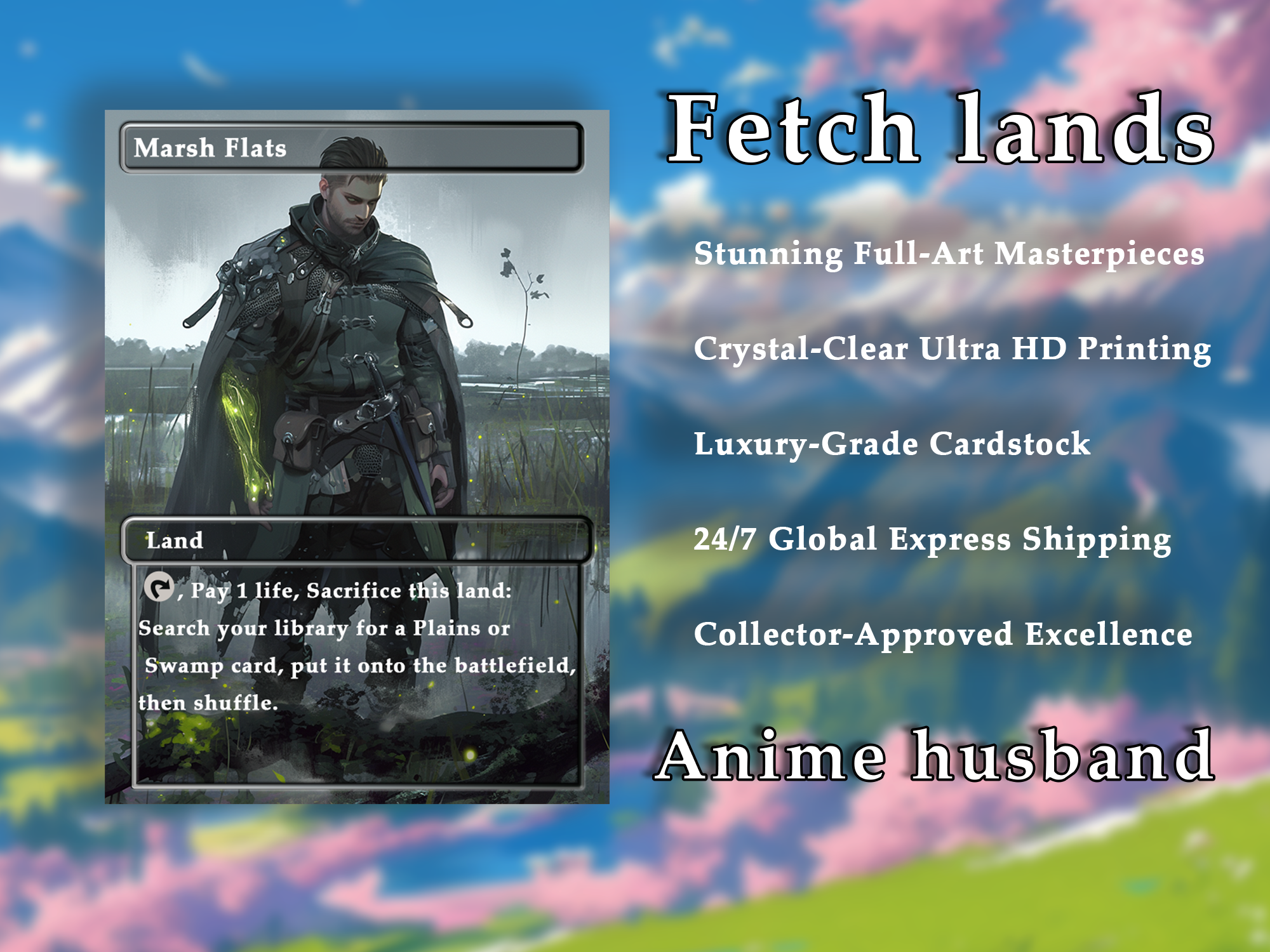 Fetch Lands pack (10+ cards) Anime husband lands set of 10+ unique borderless custom proxy lands High quality lands for EDH or cEDH