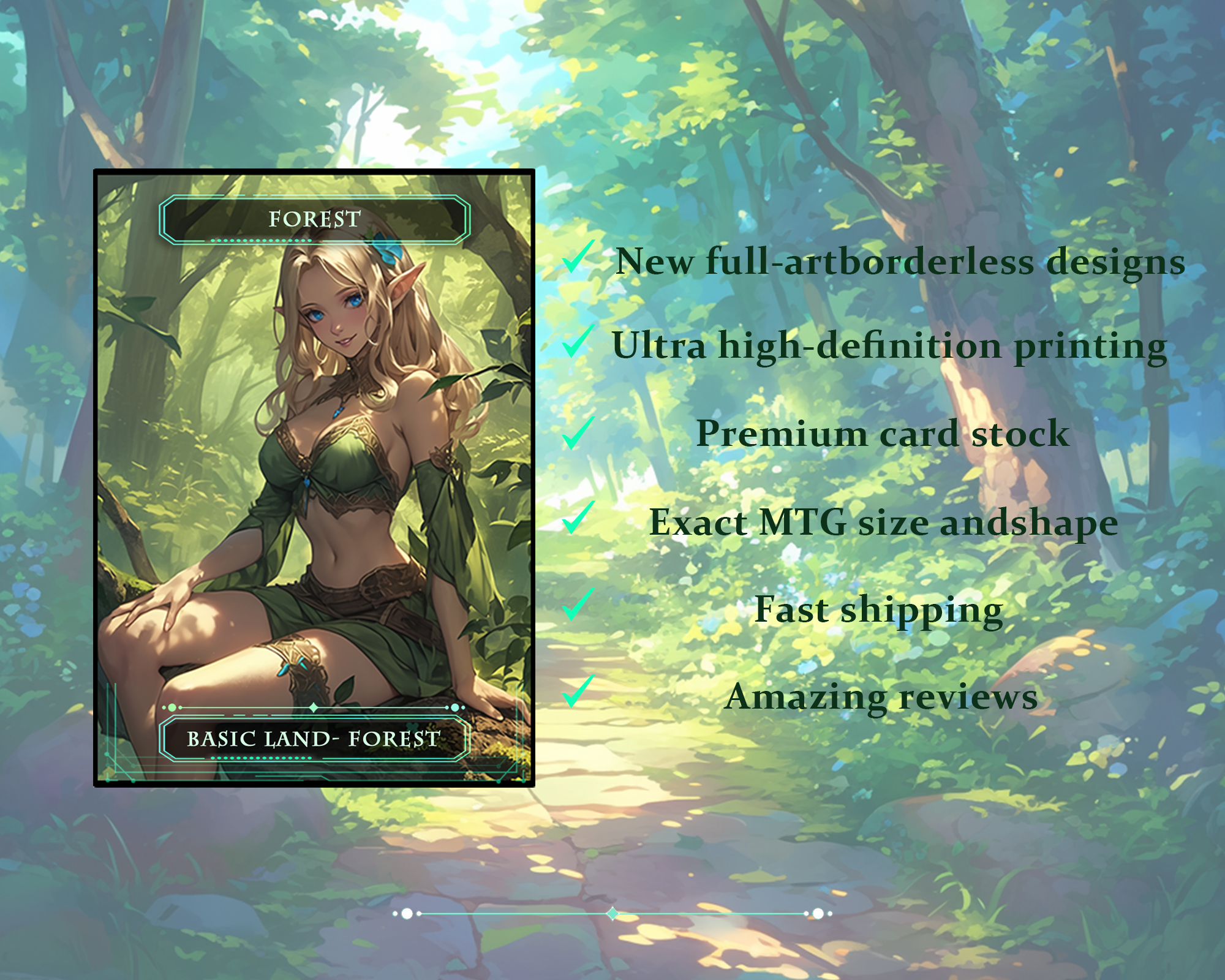 10Basic Lands MTG PROXY Anime Waifu for Magic The Gathering Decks , Custom Art Proxies , TCG Collectible Magic Card Gift