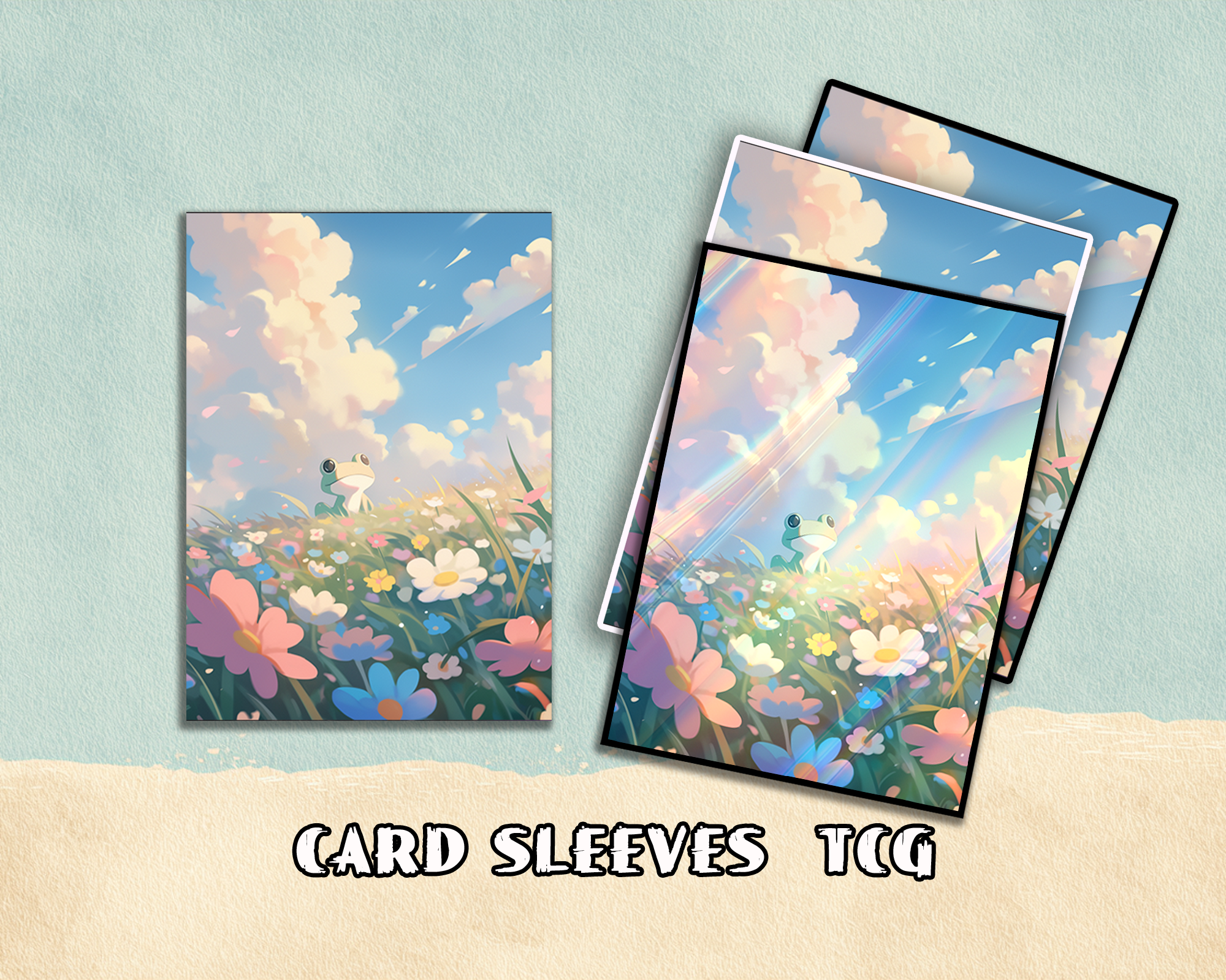 Cute Frog in Flower Field Card Sleeves